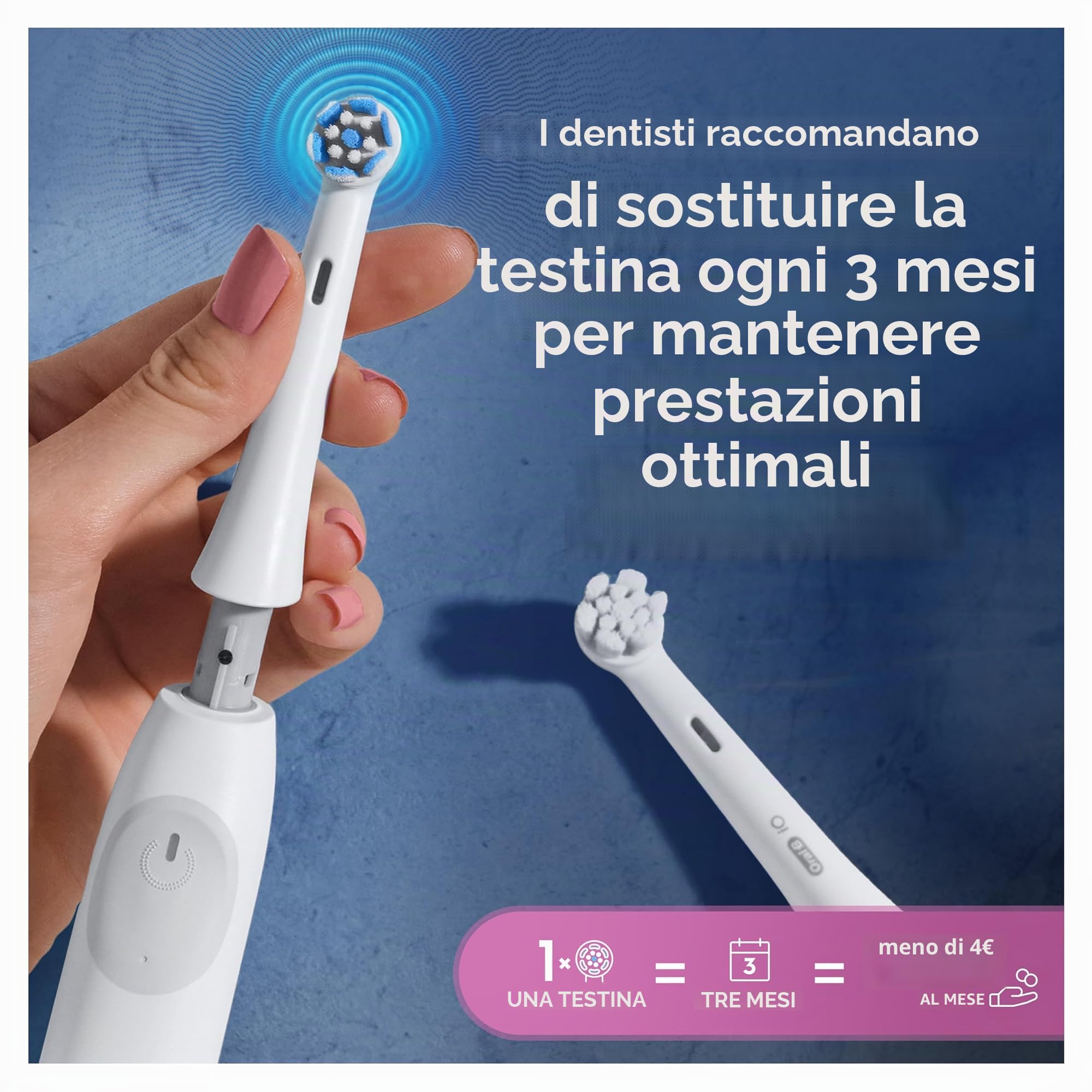 Oral-B Serie iO Gentle Care, testine di ricambio originali rotonde, setole angolate per la rimozione della placca, testina più morbida, per gengive sensibili, progettate per spazzolini elettrici