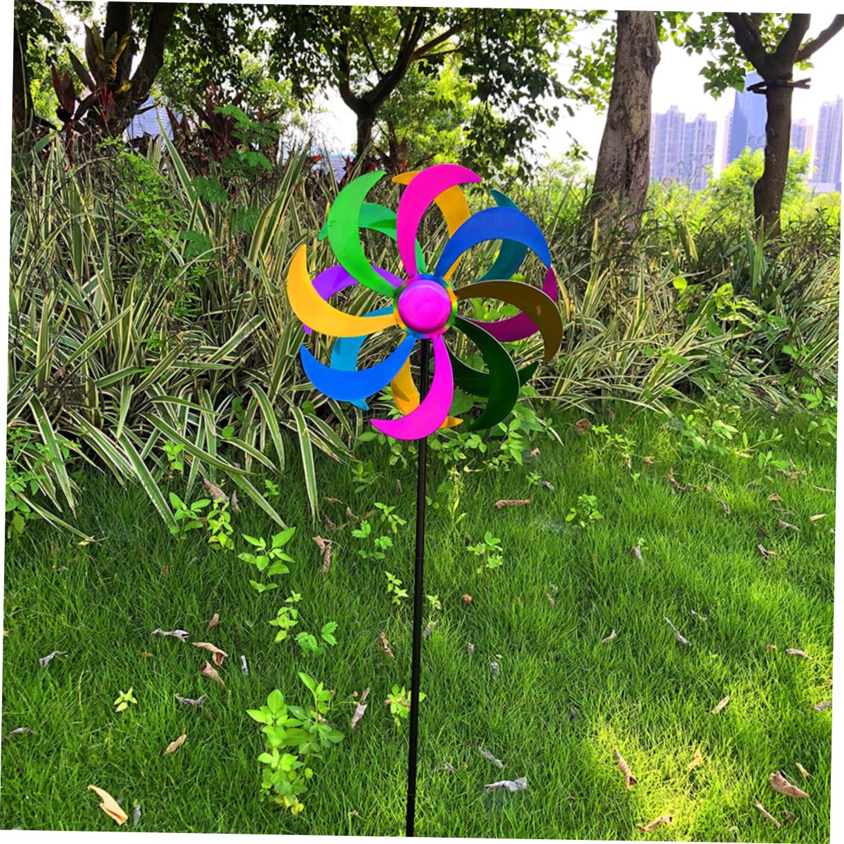 HANABASS Buntes Regenbogenwindrad Für Garten Windrad Wirbelwindrad Aus Eisenmaterial Für Junge Mädchen Party Windmühle Bunte Windmühle Spinner Für Terrassen Außen Dekoration
