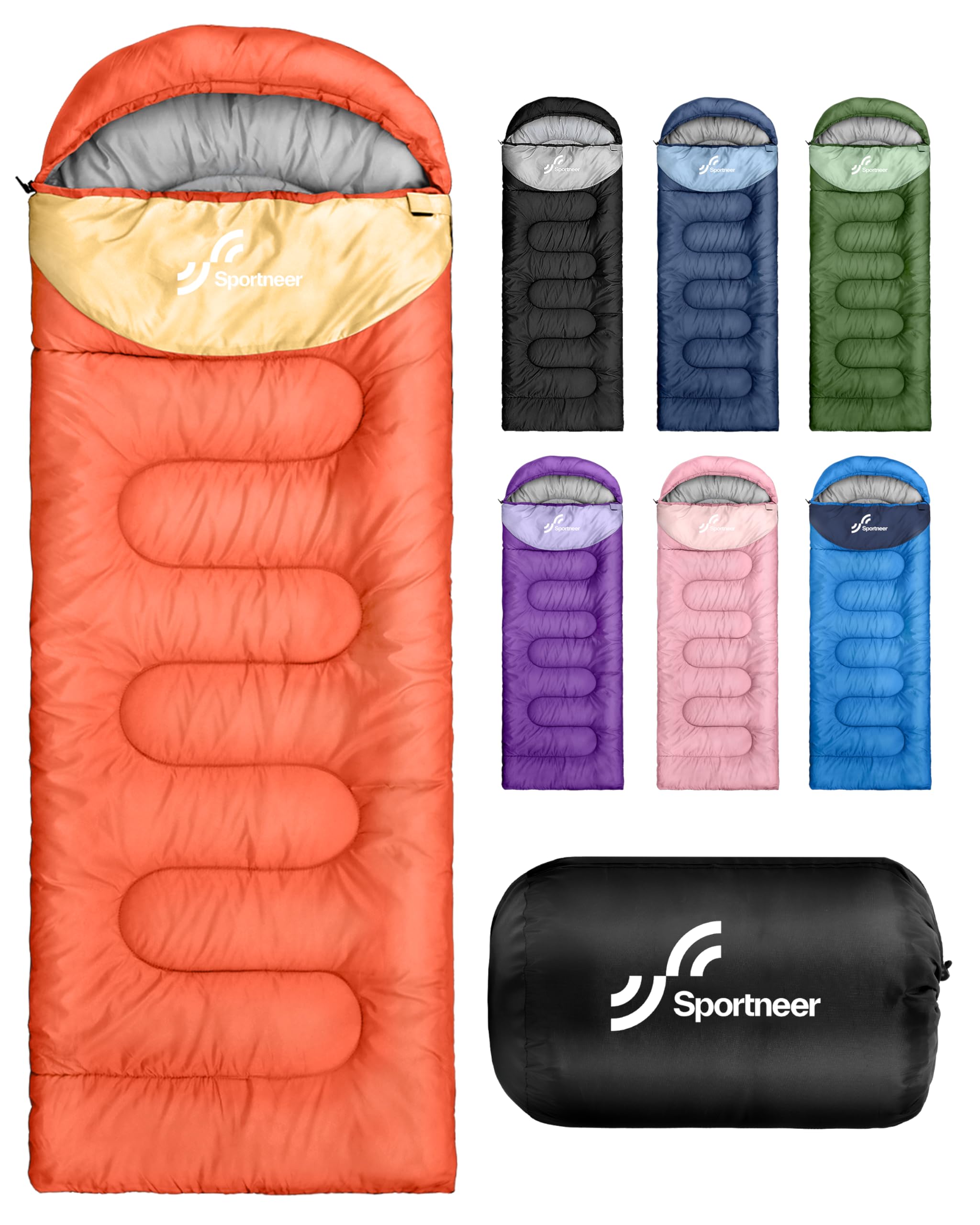Sportneer Sleeping Bag Camping Sleep Bags: Sleeping Bags for Adults & Kids Sleeping Bag 3-4 Season Warm Lightweight Compact Sleep Bag for Adult Girls Boys
