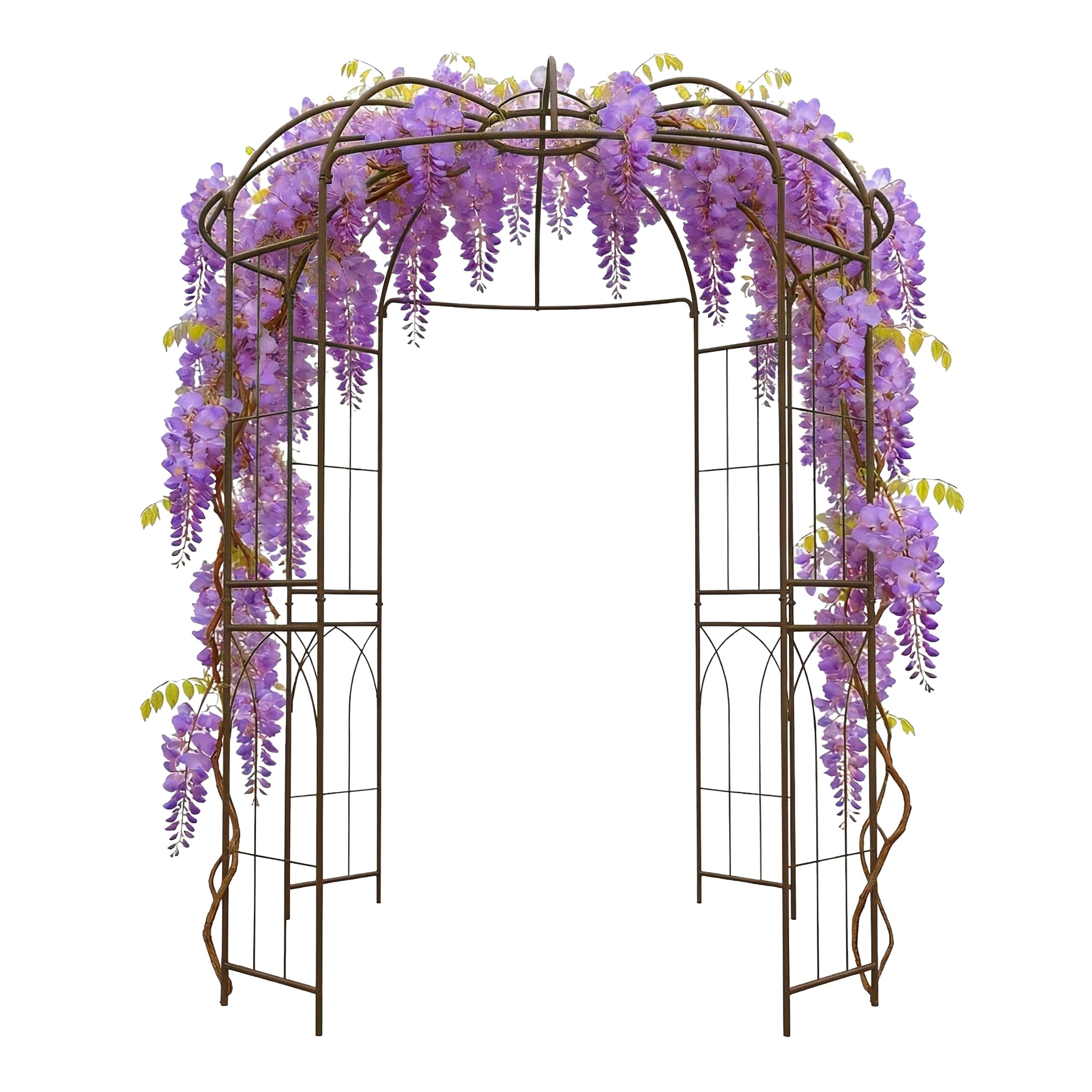 Relaxdays Pavillon Rosiers Métal, 275x211x211 cm, Bronze, Support Plantes grimpantes, Accessible, Jardin