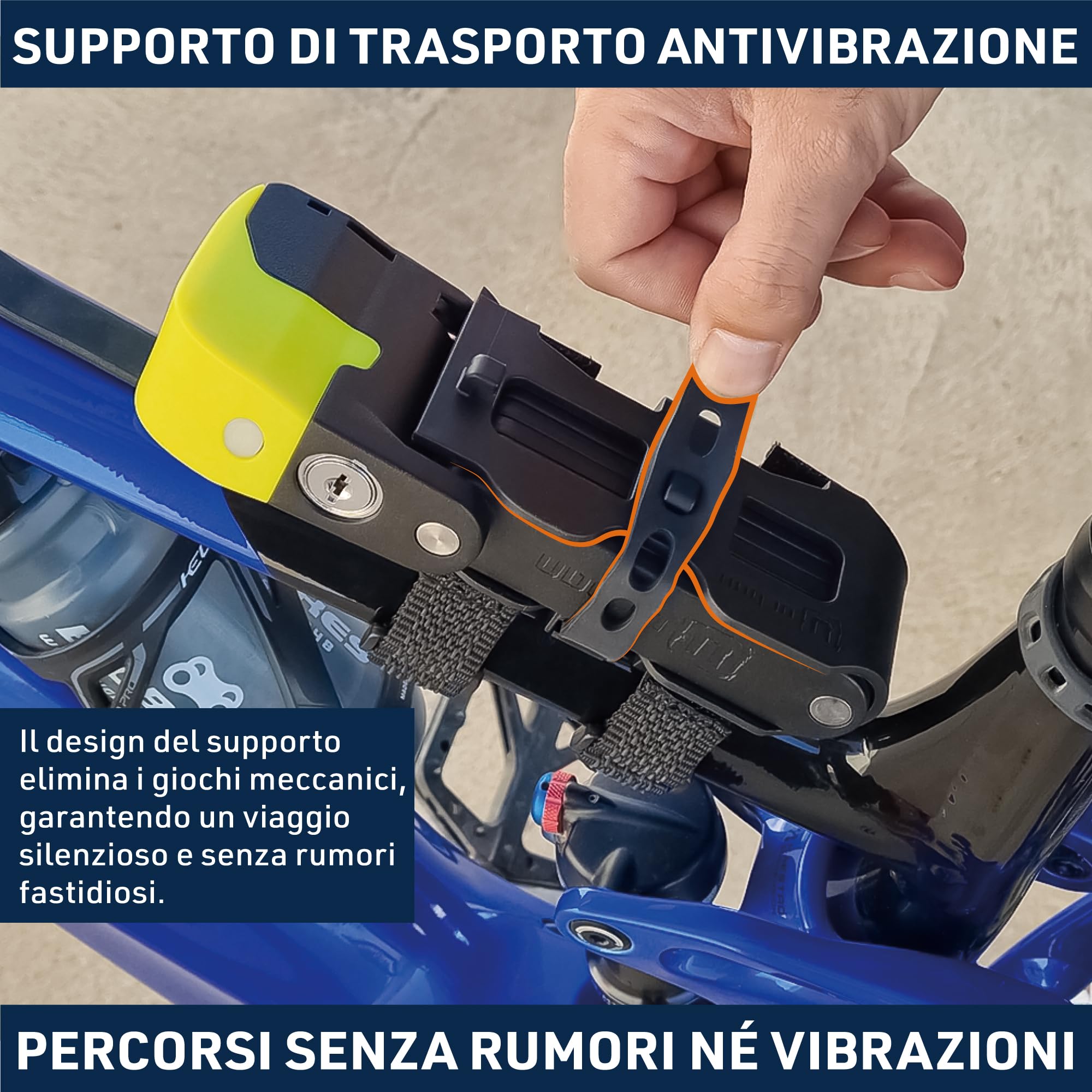 URBAN UR476Y Innovativo Lucchetto Bicicletta Senza e Allarme 120dB Hi-Tech, Lucchetto Bicicletta Pieghevole 2in 1 Sicuro, Supporto Più Funzionale e Trasporto Senza Rumore, Antifurto Bici Monopattino