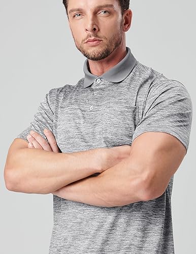 Vista 3 de Paquete de 3 camisas de golf para hombre, manga corta, absorbe la humedad, ajuste seco, camisas activas para hombres