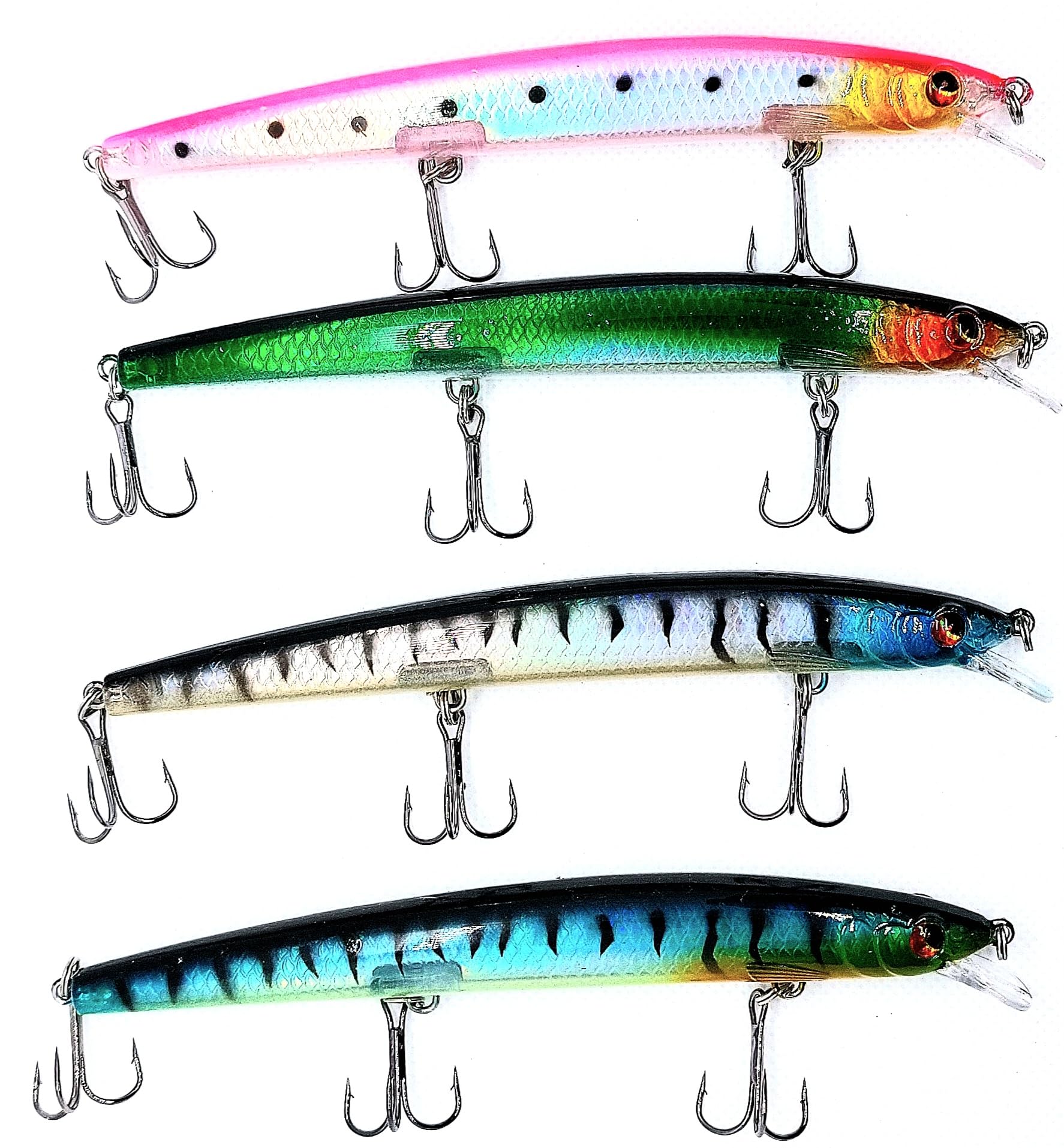 Set 8 Long Jerk Real Effect Spinning Spigola Serra Barracuda Pesca Mare Esca Artificiale