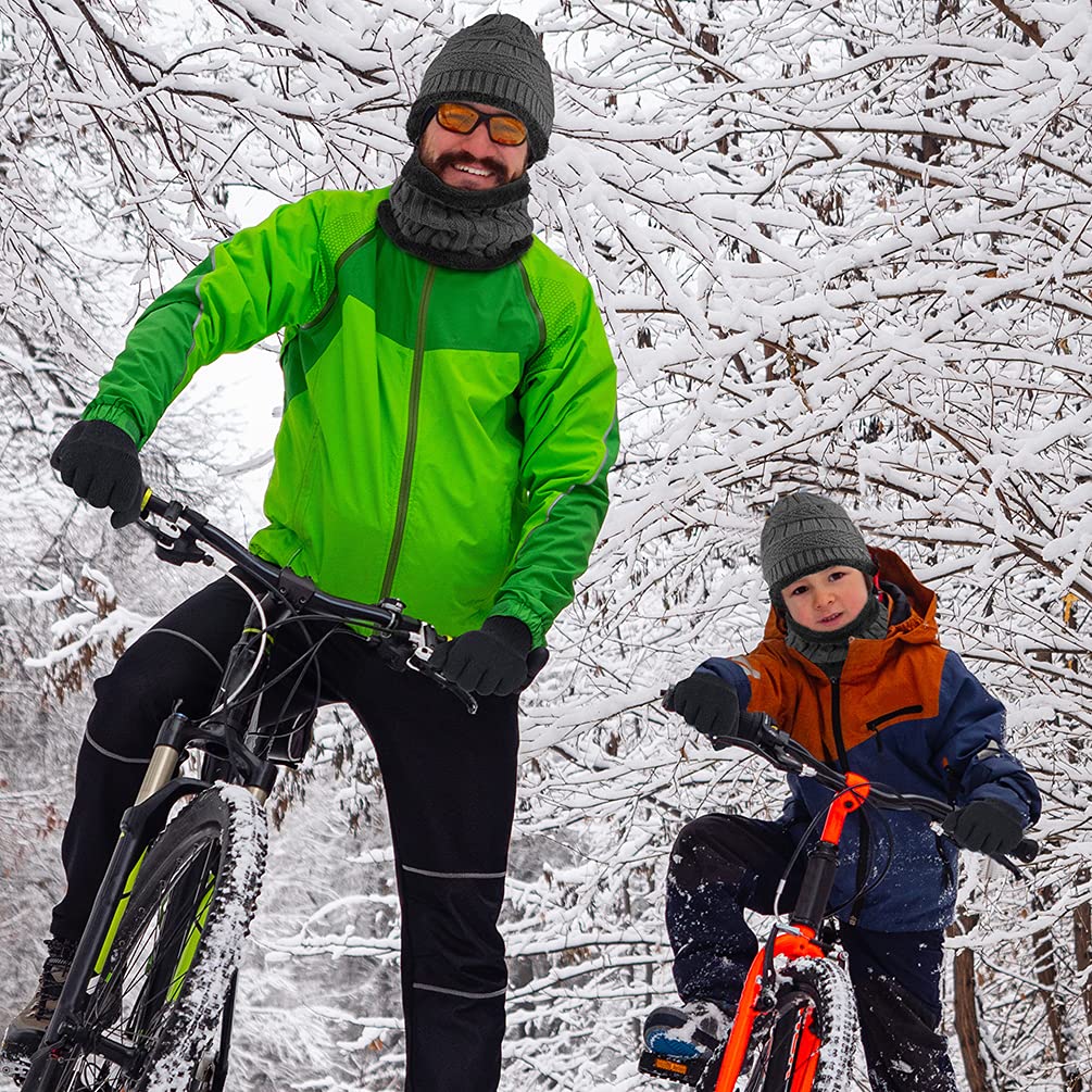 Niño Gorra Bufanda Guante Set - Tejer Lana Polar Calentador Cuello Capa Pantalla Táctil Mitones Suave Invierno Disfraz Correr Moto Bici Fútbol Deporte Frío Esqui Nieve Frozen Snowboard Navidad Año5-10