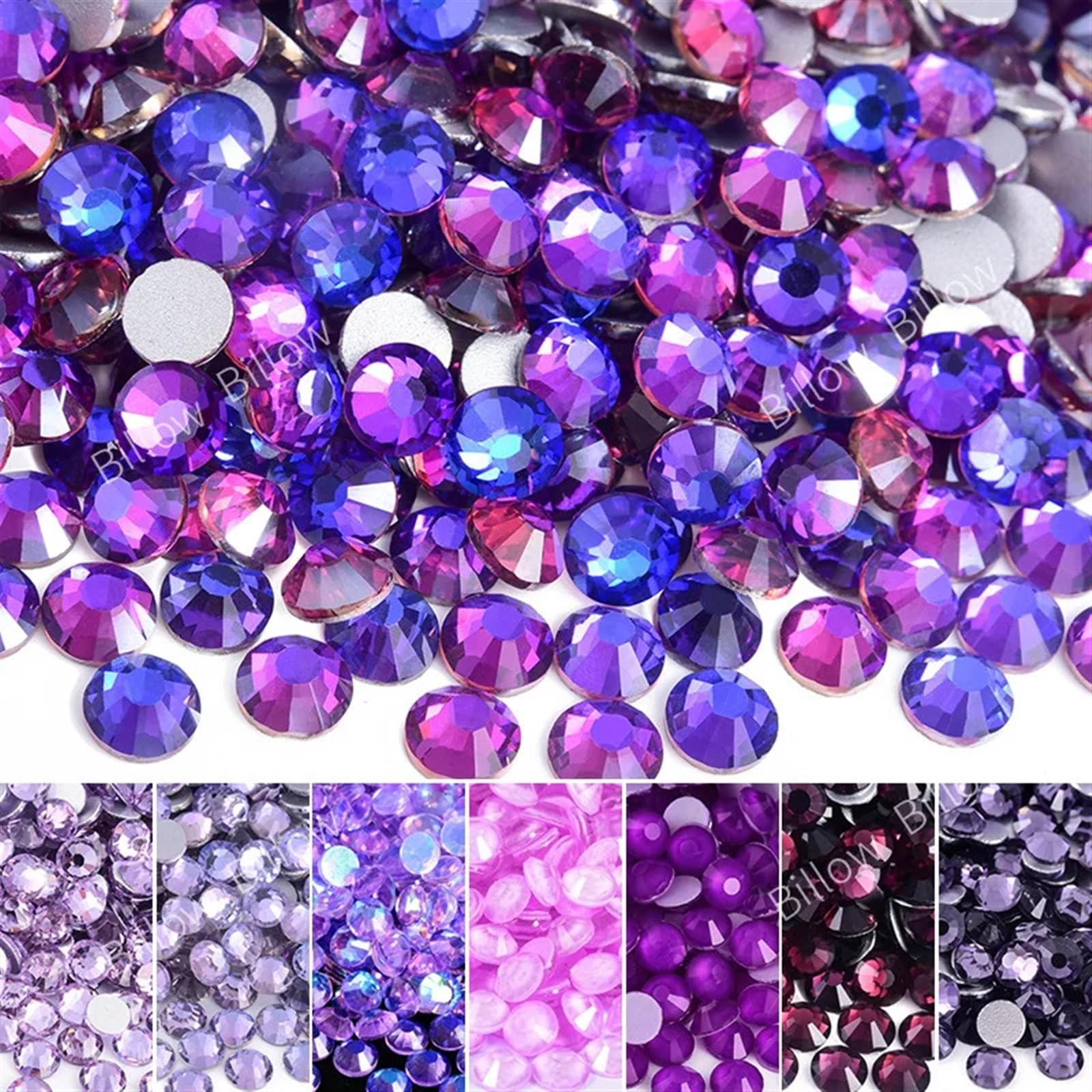 Strass non termoadesivi Glitter strass Crystal Diamond Nail Charms Decorazioni for nail art(Lt. Violet,SS20-1440pcs)