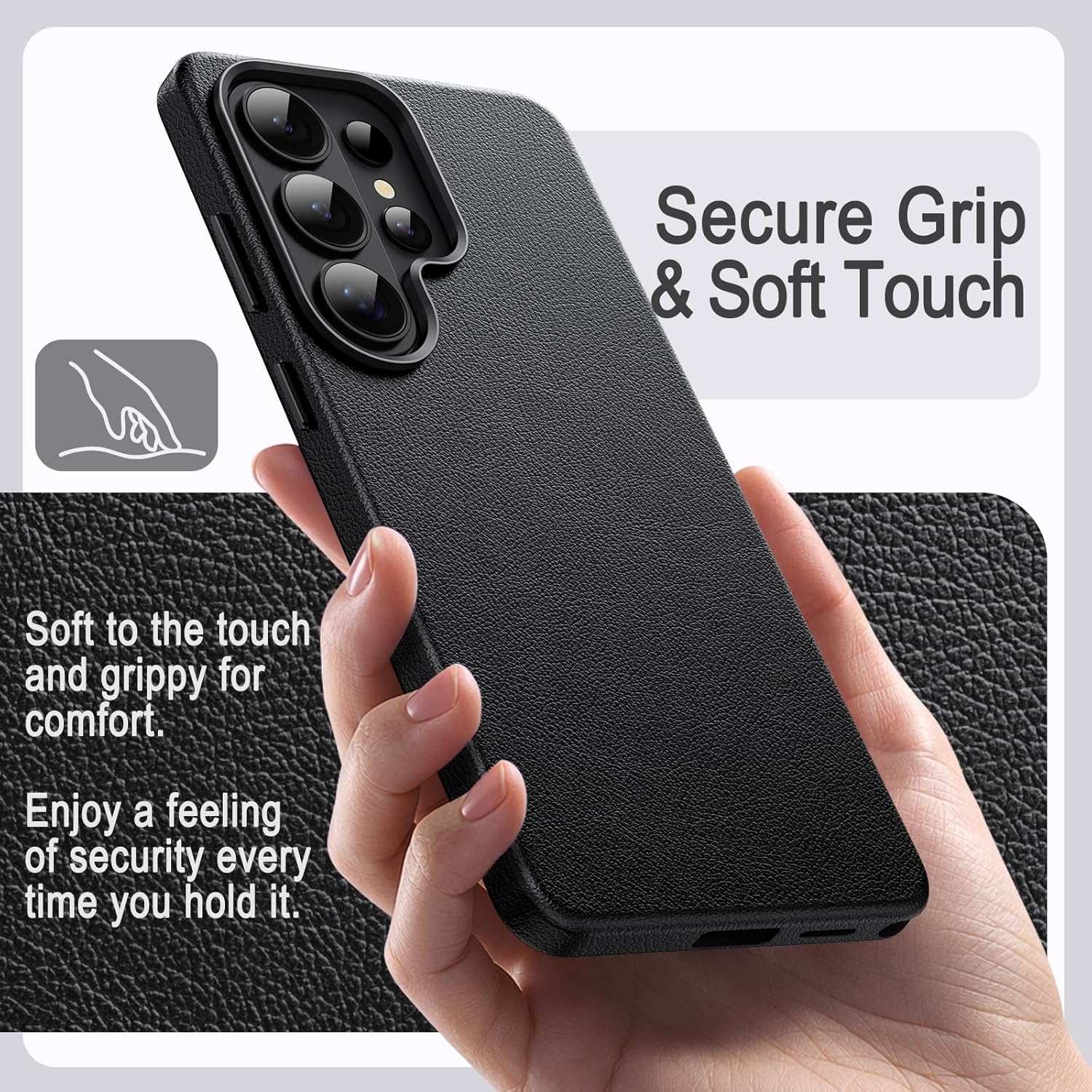 JETech for Samsung Galaxy S26 Ultra Camera Lens Protector and Leather Case Bundle