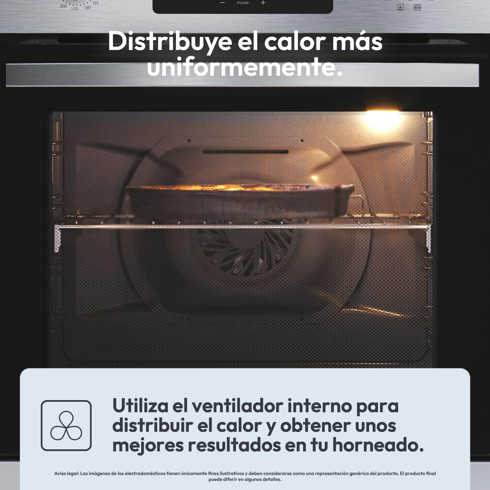 Candy Idea FIDC X625 L, Horno Multifunción, 70L, Limpieza Aquactiva, 1 Bandeja y 2 Rejillas, Guía Telescópica, 8 Funciones, Display Timer Touch, Mandos Push&Pull, Puerta 2 Cristales, Inox y Negro