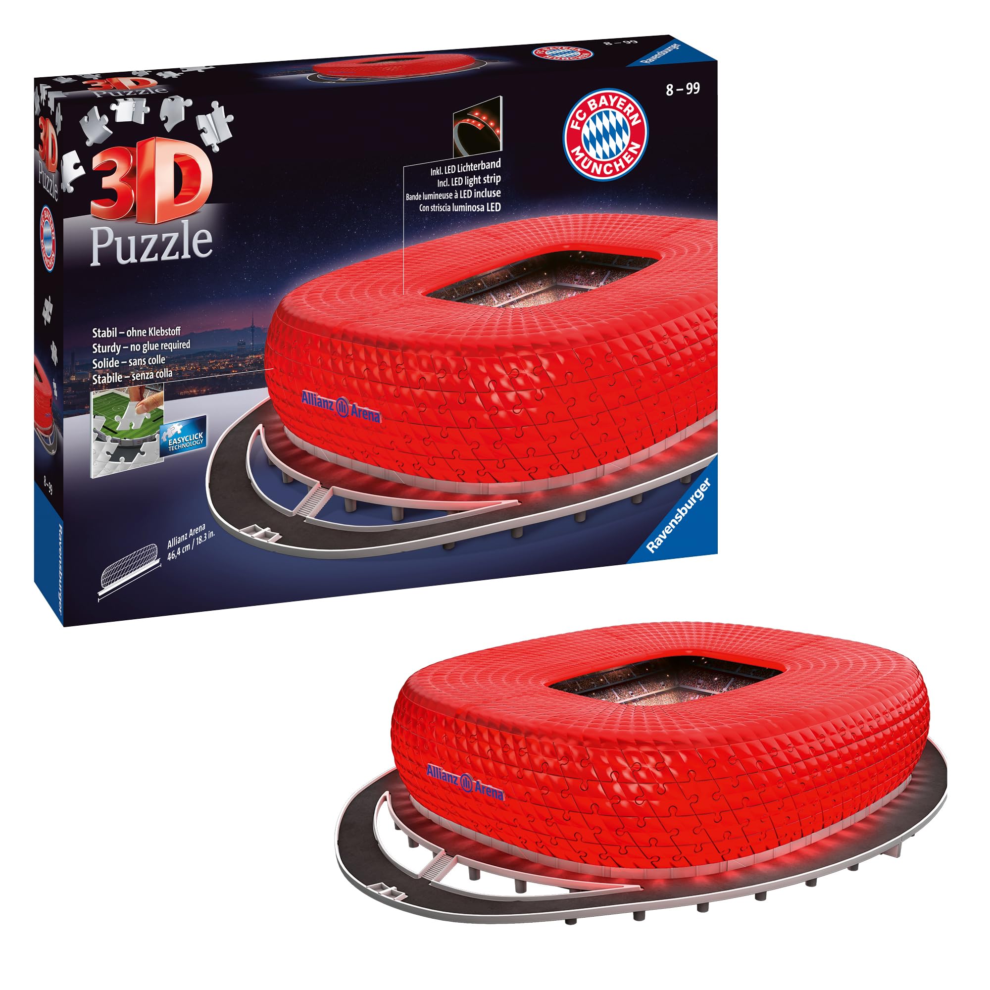 Ravensburger 3D Puzzle Alliance Arena at night, FC Bayern Munich
