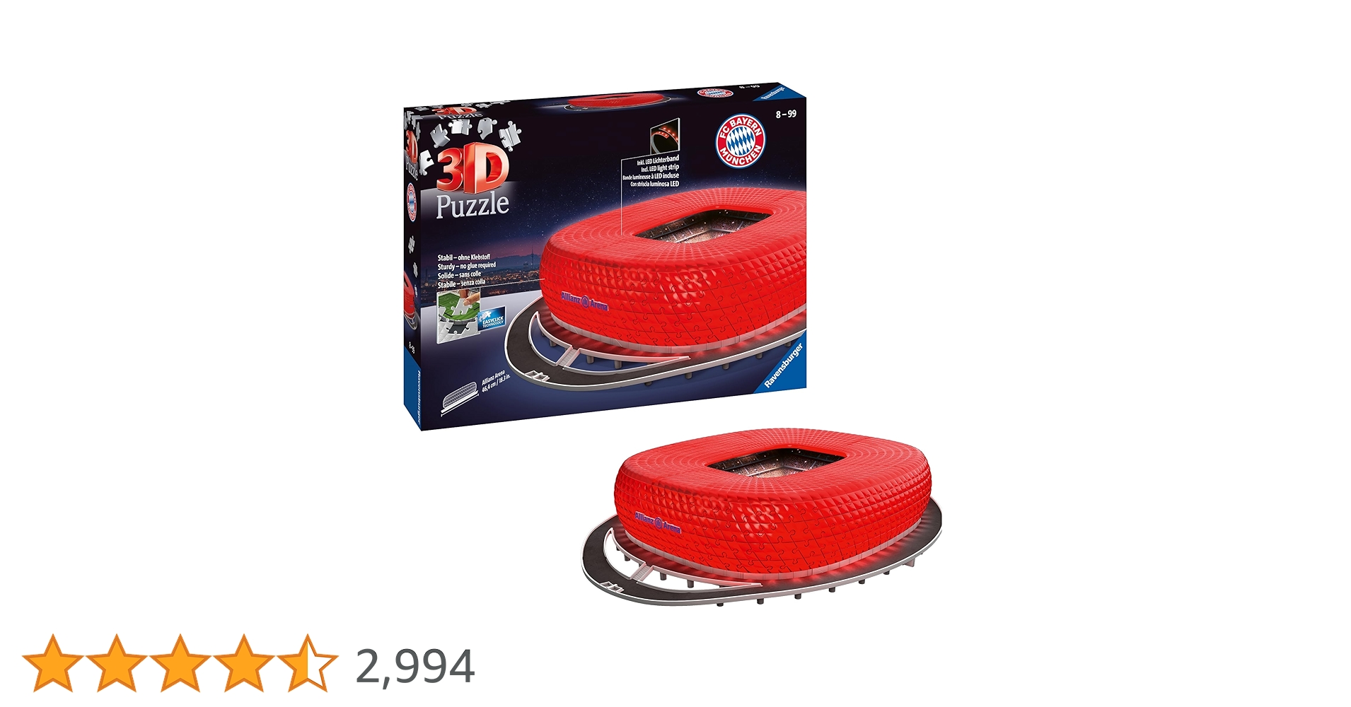 Ravensburger 3D パズル  FCバイエルン・ミュンヘン Amazon.com: Ravensburger FC Bayern Munich Puzzle 3D/Night