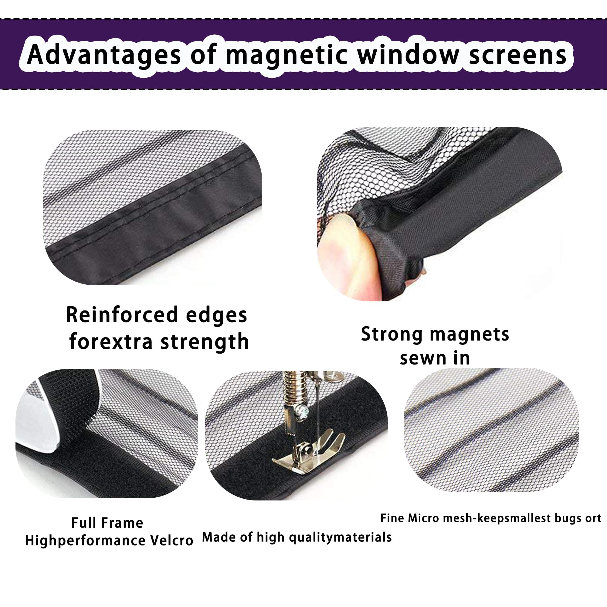 Fliegennetz Fenster Magnet 205 x 206 cm Insektenschutz Magnetvorhang Fliegennetz Moskitonetz Ohne Bohren mit Starkem Klettband für Terrassentür Und Fenster, Weiß