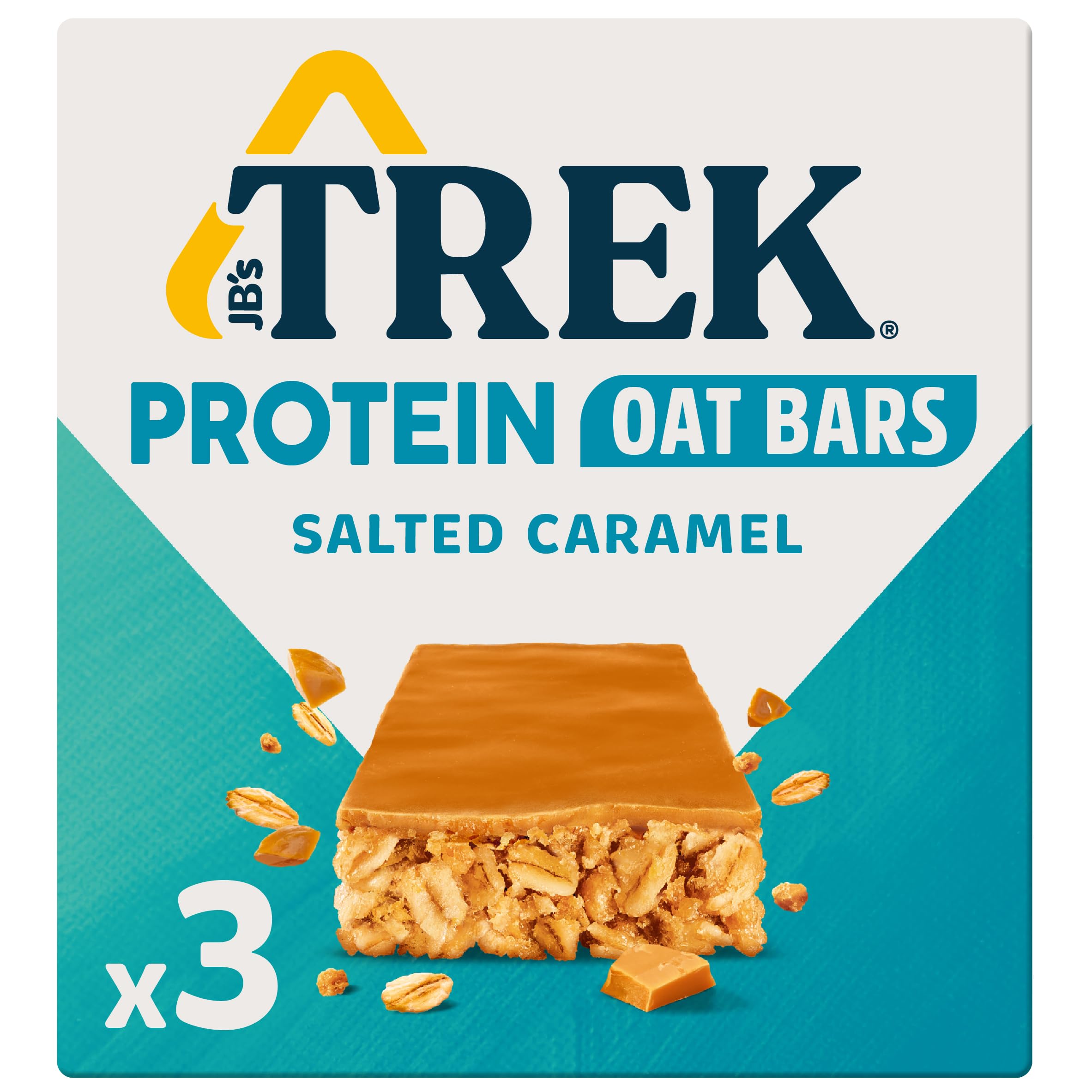 TREK Protein Oat bar - Salted Caramel - Plant-based power - Gluten Free - 50g x 3 bars