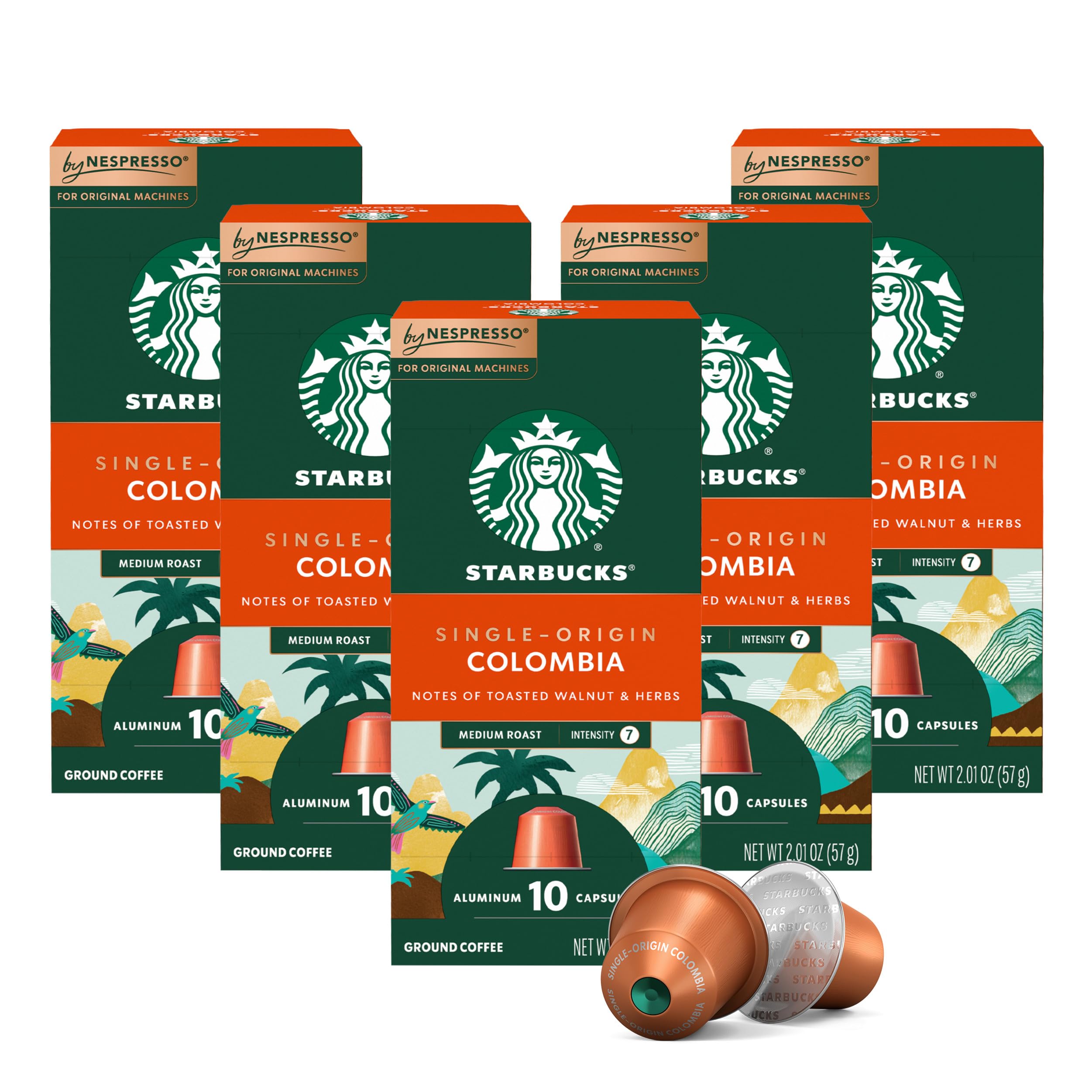 Starbucks by Nespresso, Single-Origin Colombia (50-count single serve capsules, compatible with Nespresso Original Line System)