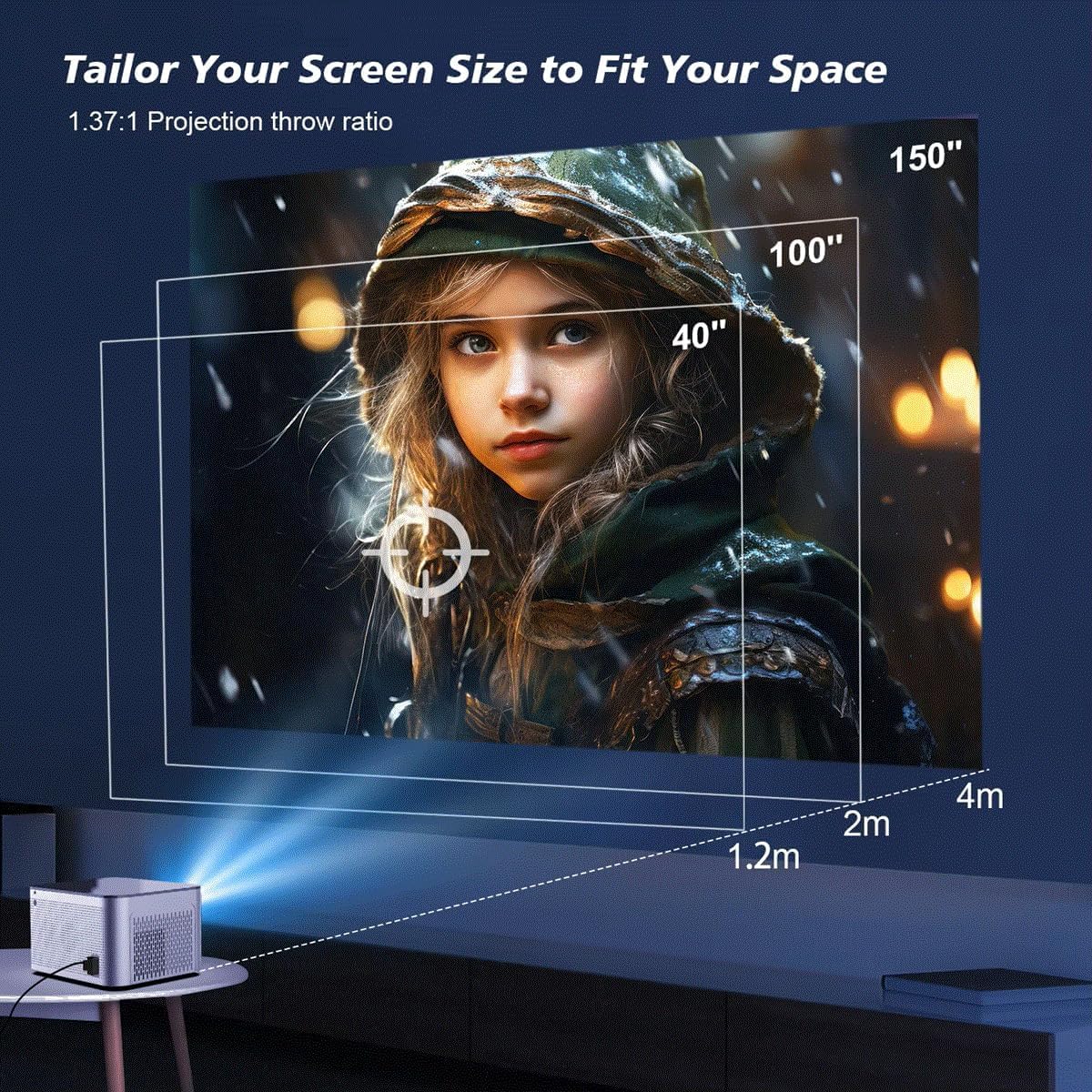 Projecteur Home cinéma HY350 Pro Android 14 4K Full HD 1080P WiFi 6 Commande vocale Allwinner H713 Mise au Point électronique BT5.0