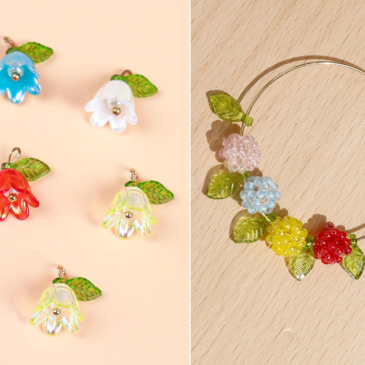 100Pcs Green Leaf Charms for DIY Jewelry – Acrylic Transparent Beads for Crafting, Nature-Inspired Pendants for Necklaces, Earrings, Bracelets - Image 5