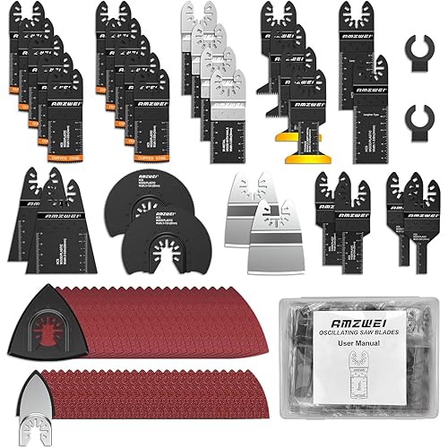 152 Metal Wood Oscillating Tool Blade, Titanium Oscillating Saw Blades with Sandpaper, Quick Release Multi Tool Blades Kits for Dewalt Ryobi Milwaukee Rockwell Fein Makita