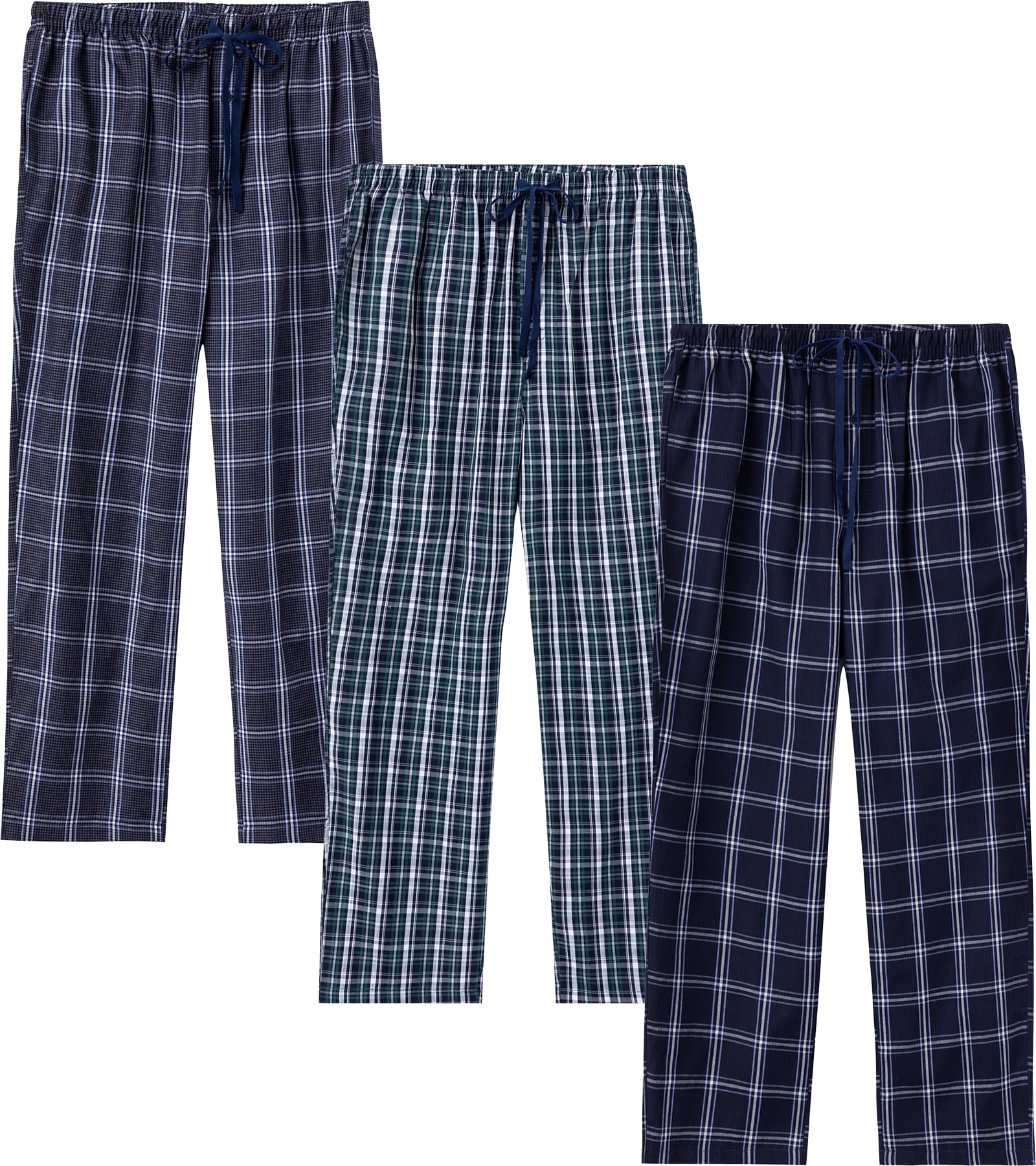 Mens Pajama Bottoms Flannel Cotton Plaid Sleep Lounge Pants Pyjama Bottoms with Pockets and Button Fly Beige S-image-16