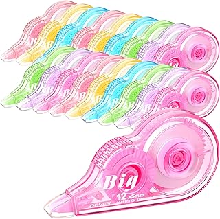 Yexiya 18 Pcs Correction Tape, Colorful Original Correction Tape White Wide Tape Wipe out Easy to Use Cute Correction Roller for School Home Office Supplies, Assorted Colors, 0.2 Inch x 39.4 Feet