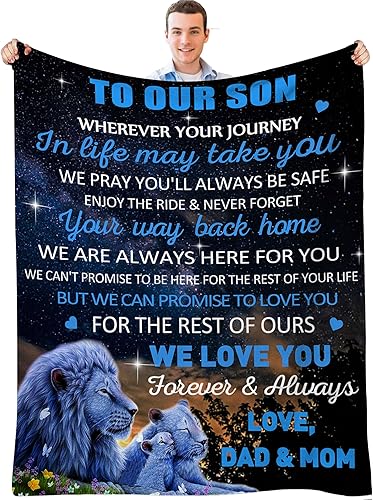 YOYICU Regalos para hijo, manta para hijo de mamá y papá, regalos de cumpleaños de mamá y papá, regalos para hijo, adulto a hijo, manta de regalo de