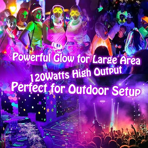 Miniatura 6 de NEWREACH Luz de inundación de luz negra de 120 W, luz negra LED impermeable para fiesta brillante al aire libre, Halloween, cumpleaños, baile,