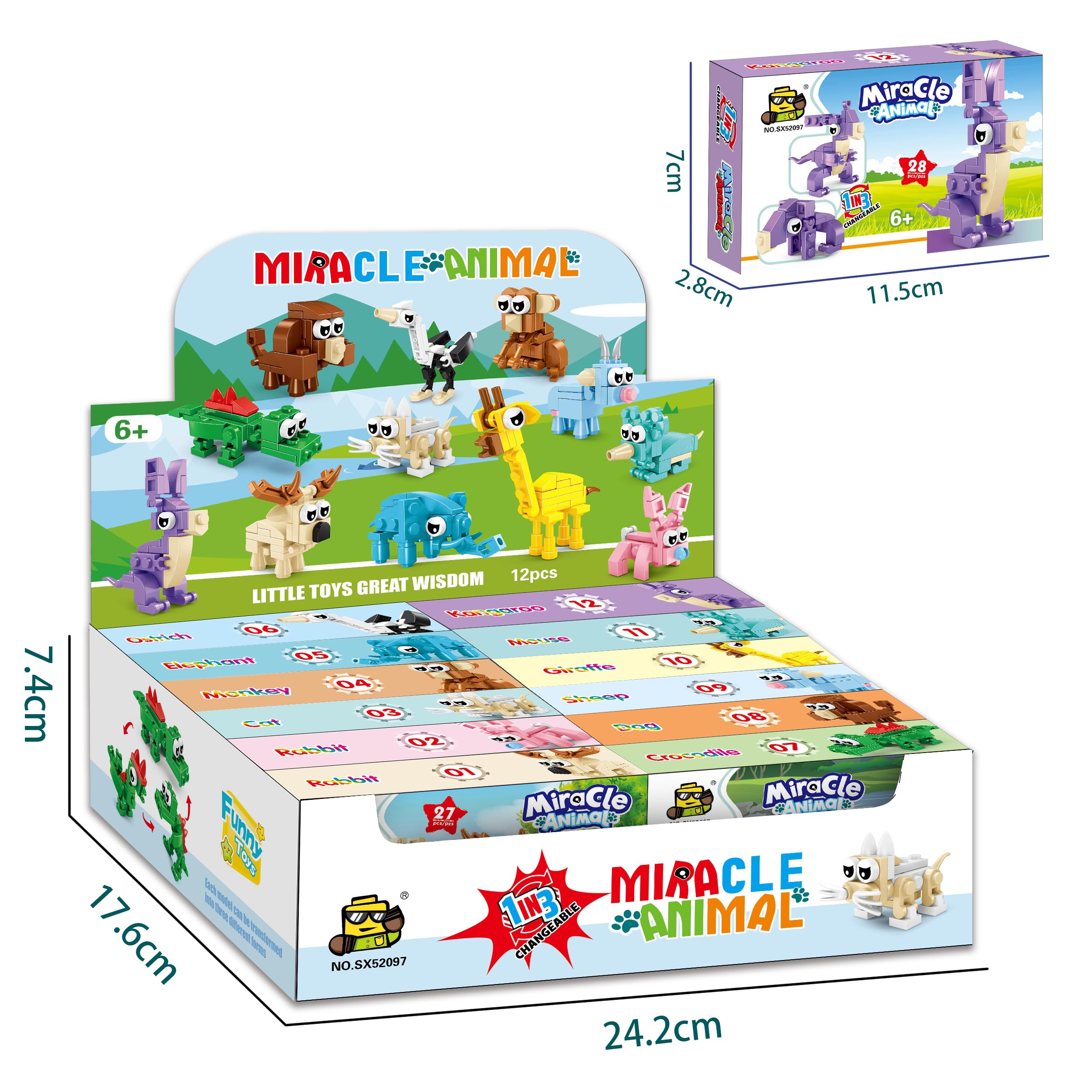 Amazon.co.jp: 3IN1動物 ブロック 積み木 子供おもちゃ プレフィルド