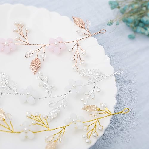 Miniatura 6 de Aukmla Diademas de flores para el pelo de la boda de la novia, joyería nupcial para mujeres y niñas (plateado)