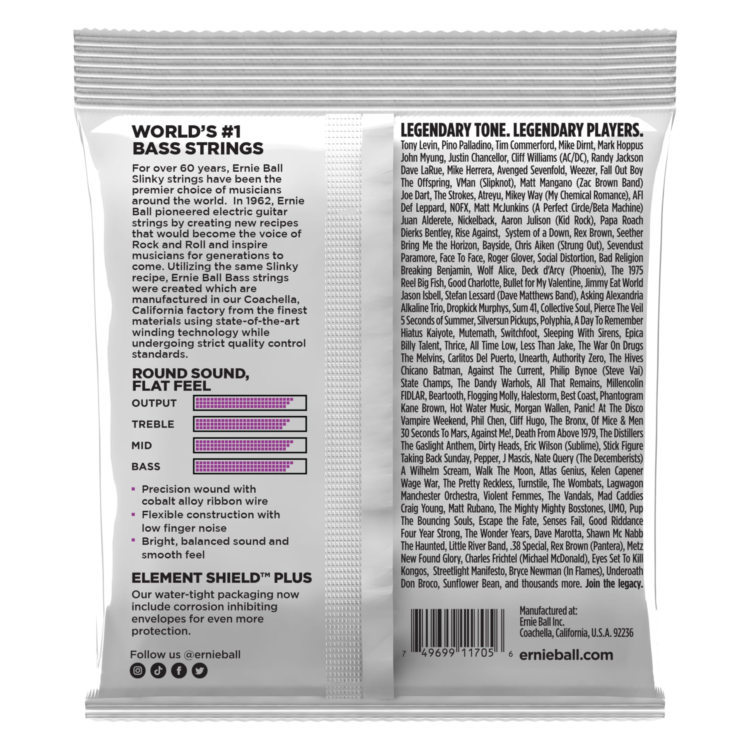 Corde Per Basso Ernie Ball Regular Slinky - Scala Corta, Nickel Wound, Misura 50-105 - Foto 7