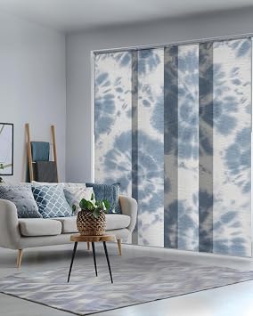 GoDear Design Vertical Blinds Tie-Dye 45.8"-86" x 96", Indigo Blossom