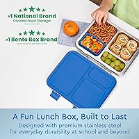 Vista 2 de Bentgo Lonchera de acero inoxidable resistente a fugas para niños, 3 compartimentos con recipiente de silicona adicional, duradera, ecológica, apta