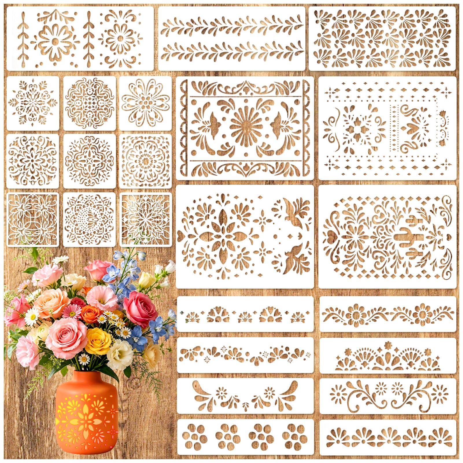 Plantillas de flores Talavera para pintar muebles sin saber dibujar y renovar la decoración