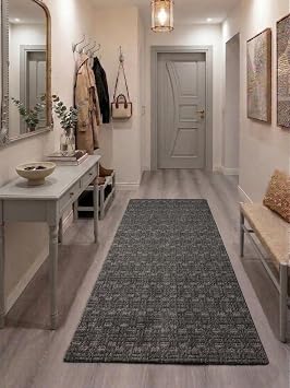 Antrasit  izgili Desenli Kaymaz Taban Y kanabilir Hal  Ultra Yumu ak Su Emici Dekoratif L ks Salon Mutfak Koridor  ocuk Odas  Hal s  Antrasit