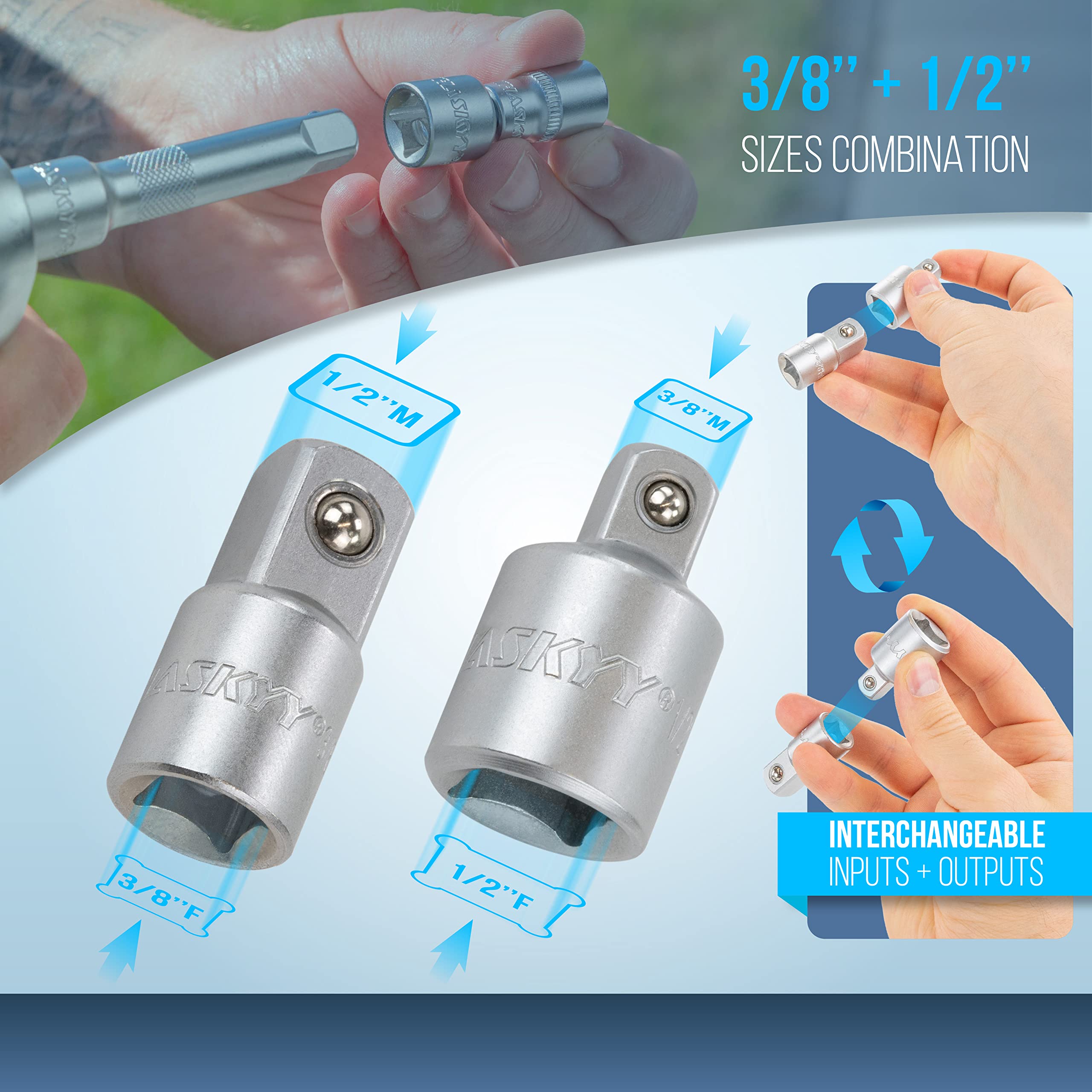 7tlg Adapter Set 1/4-3/4 Steckschlüssel Universal