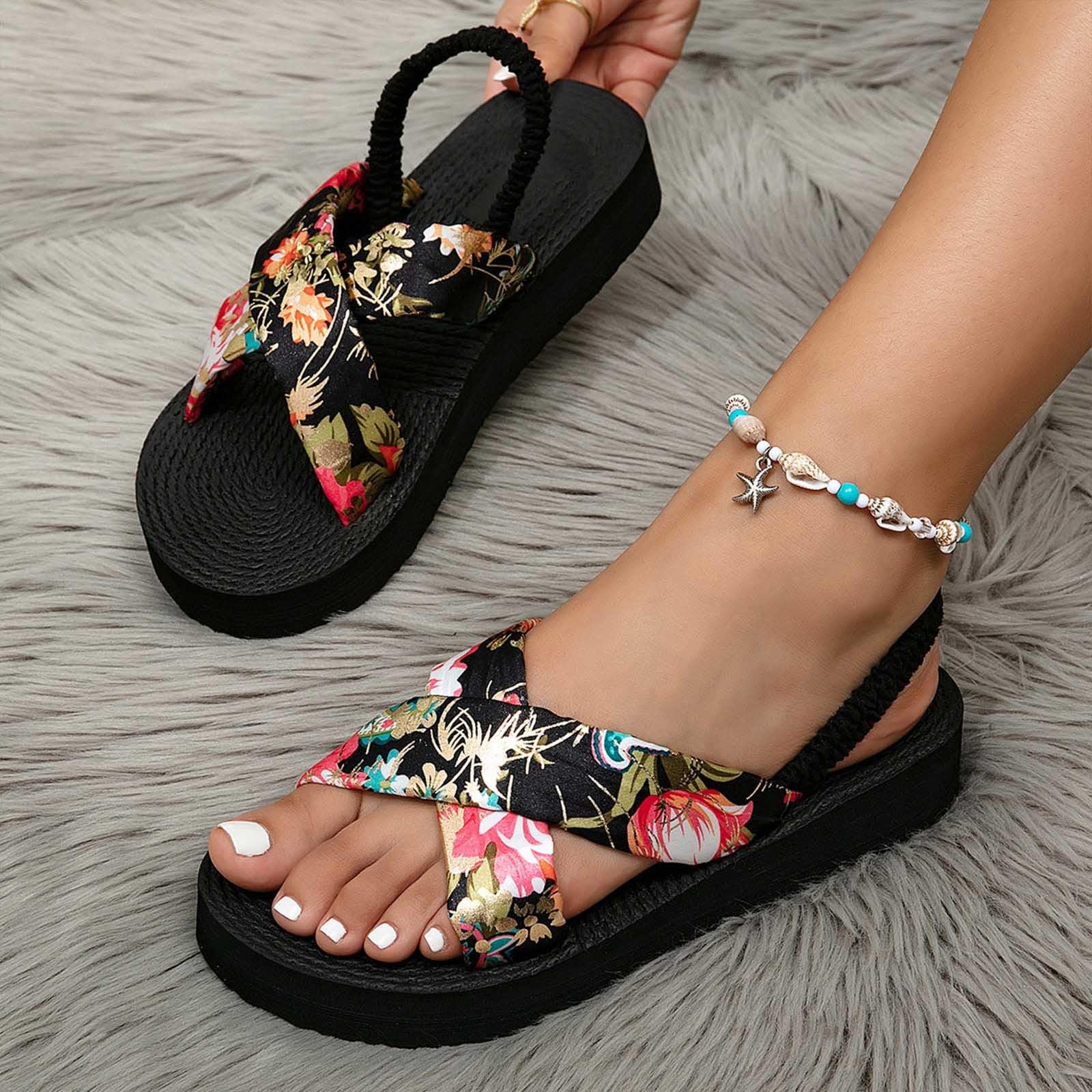 Sandali Gioiello Donna,Sandalo Ciabatta Donna,Punta Affusolata Alto Plateau Espadrillas Casual,Tacchi Decorazioni A Fiore Strass Apertura Facile Cerimonia