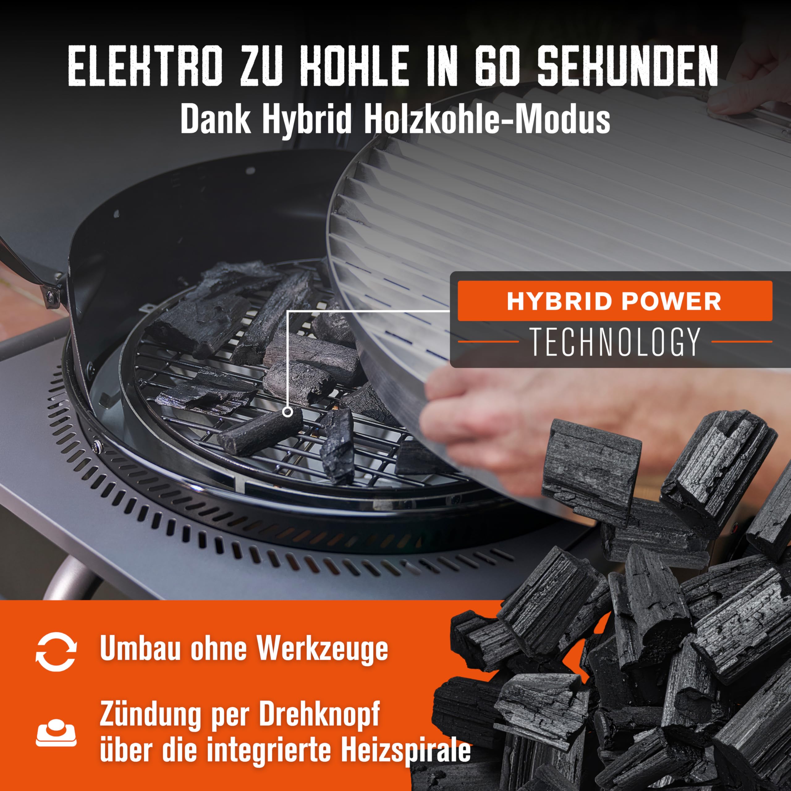 Char-Broil Elektrogrill Patio Bistro E2Coal | Hybrid Holzkohle-Modus, TRU-Infrared, bis 370 °C