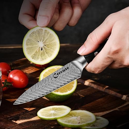 Miniatura 9 de Cuchillo de fruta Sharp de 4 pulgadas, cuchillo de pelar profesional de la serie YI, cuchillos de cocina alemán de alto carbono de espiga completa