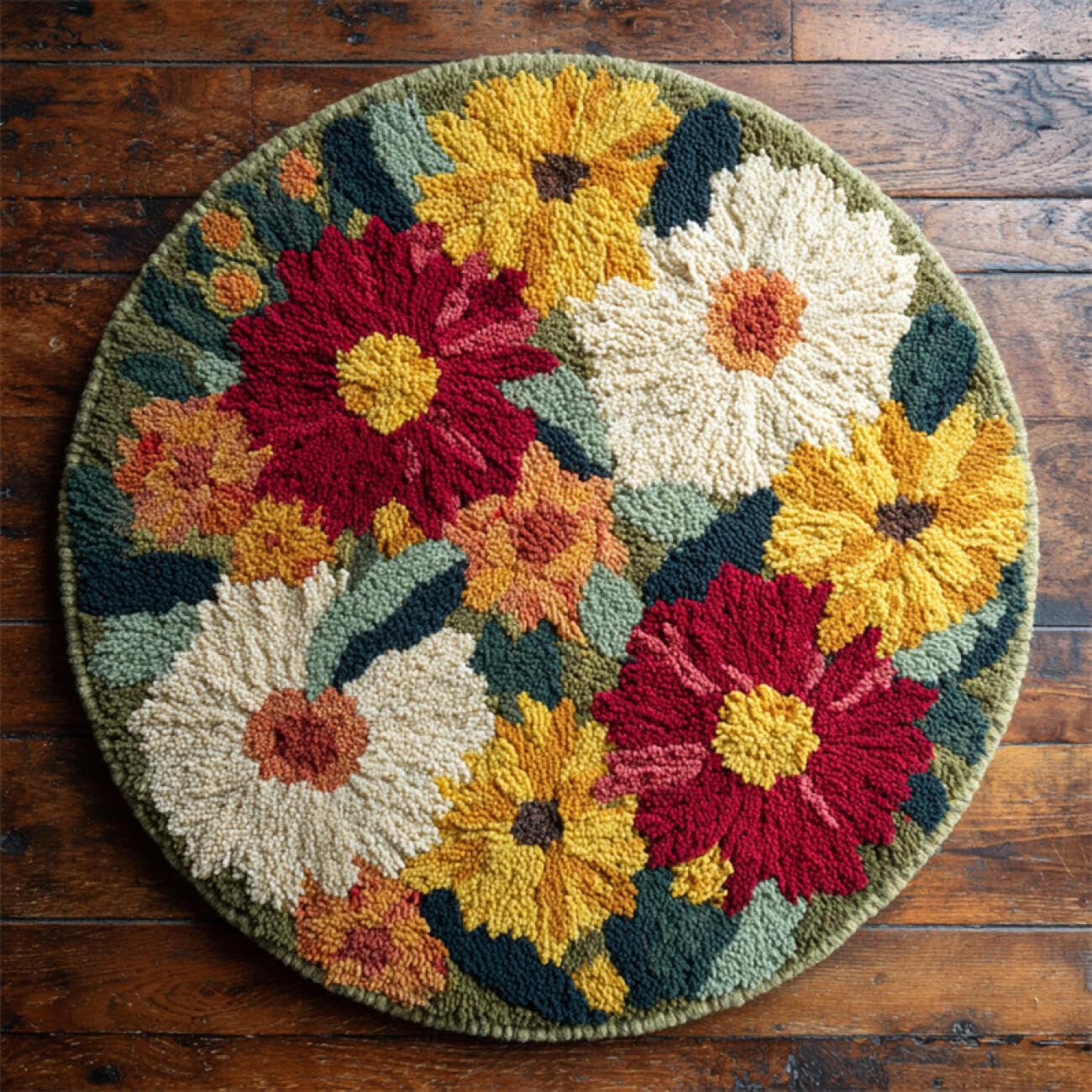 Kitquiver Rug Latch Hook Craft Kits Colorful Flowers 80x80cm