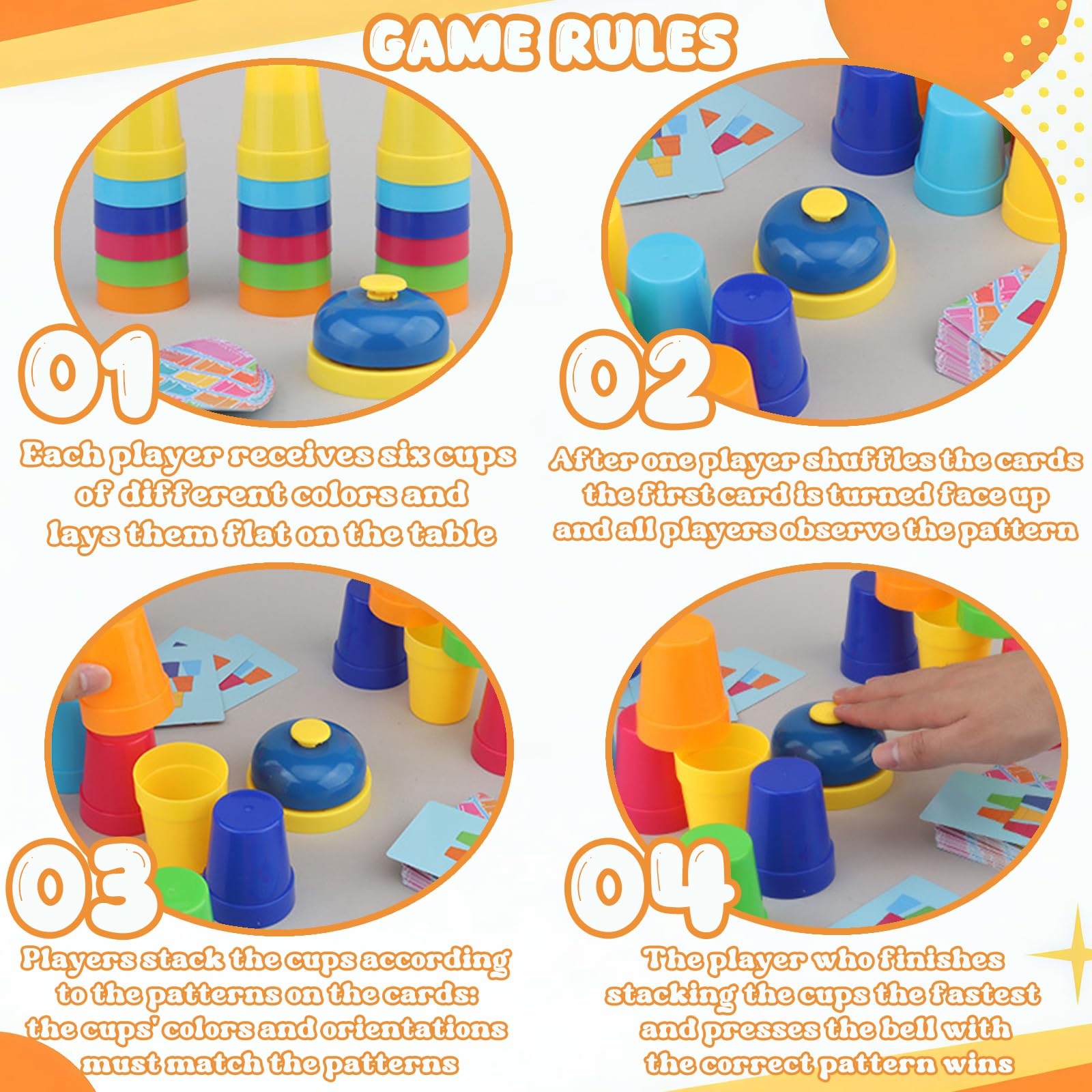Set Tazze Impilabili Speed Stacking Per Bambini Con 12 Tazze, 50 Carte E Campanello - 3