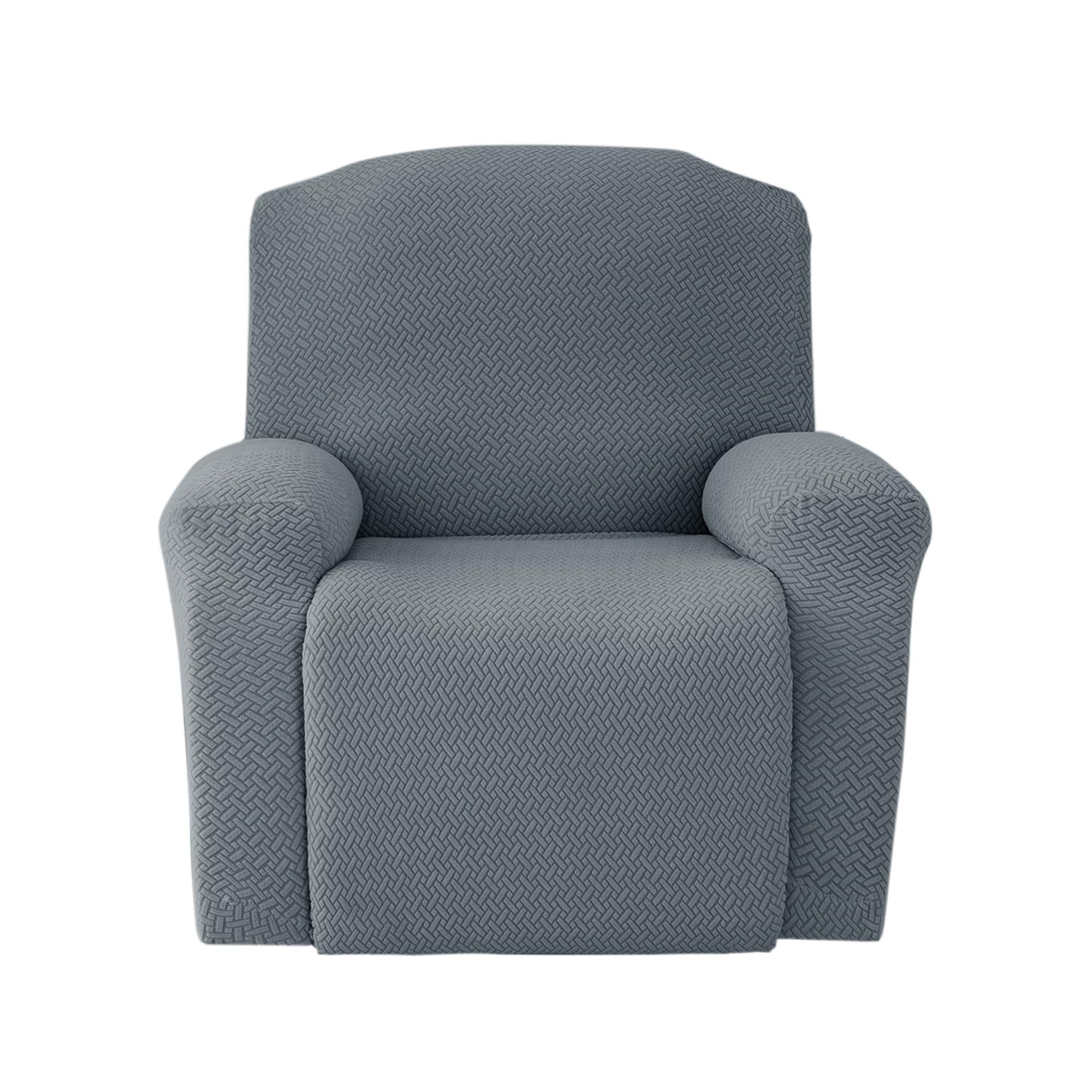 Jin Le 4 Pieces Recliner Cover Stretch Recliner Chair Cover - Reliner, Drak Gray 1 Seater Recliner Couch Covers Sofa Covers Jacquard Soft Furniture Protector with Elastic Bottom and Ties for Kids/Pets