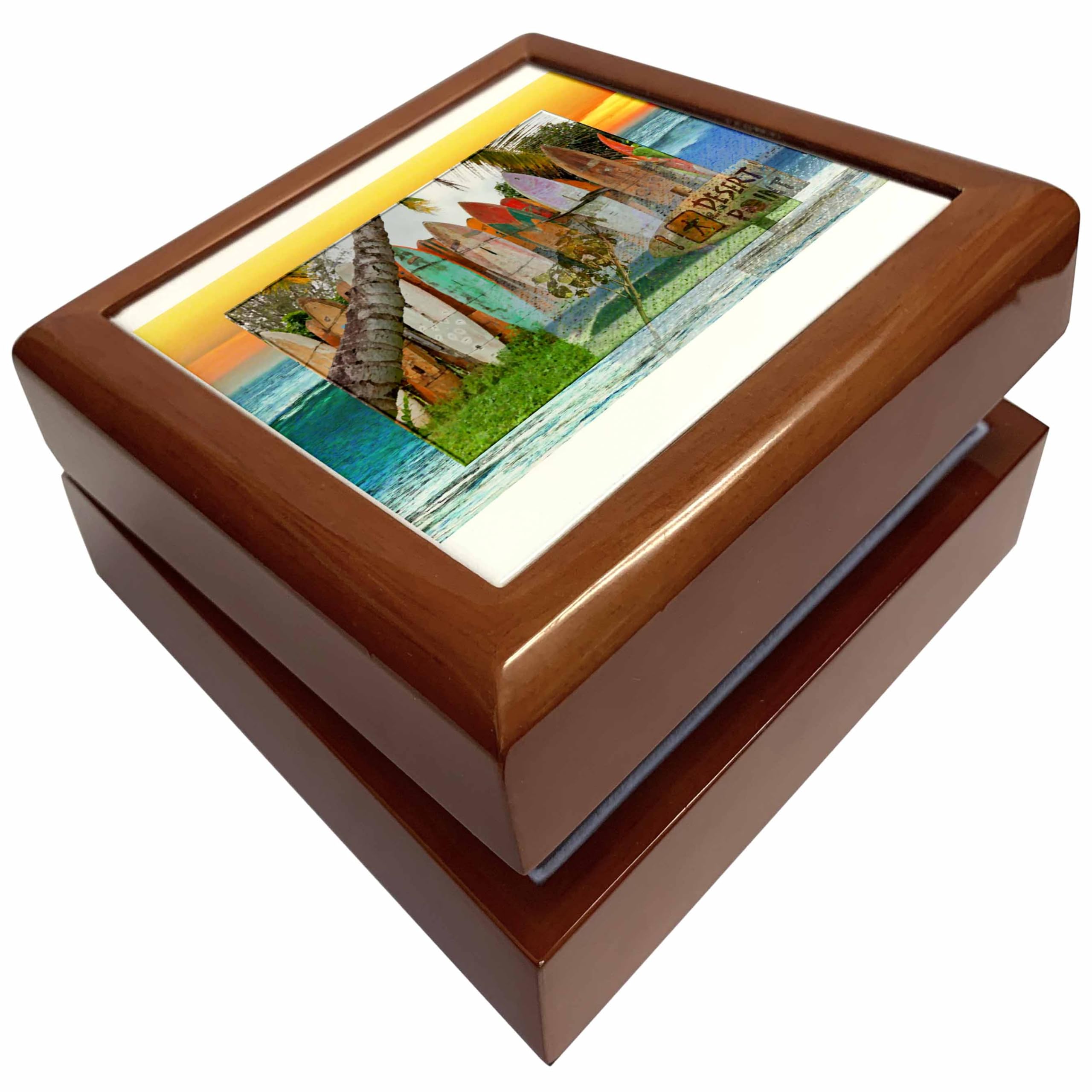 3dRoseDesert Point Surfing Spot with Collage Surfboard background, Jewelry Box jb-53869-1