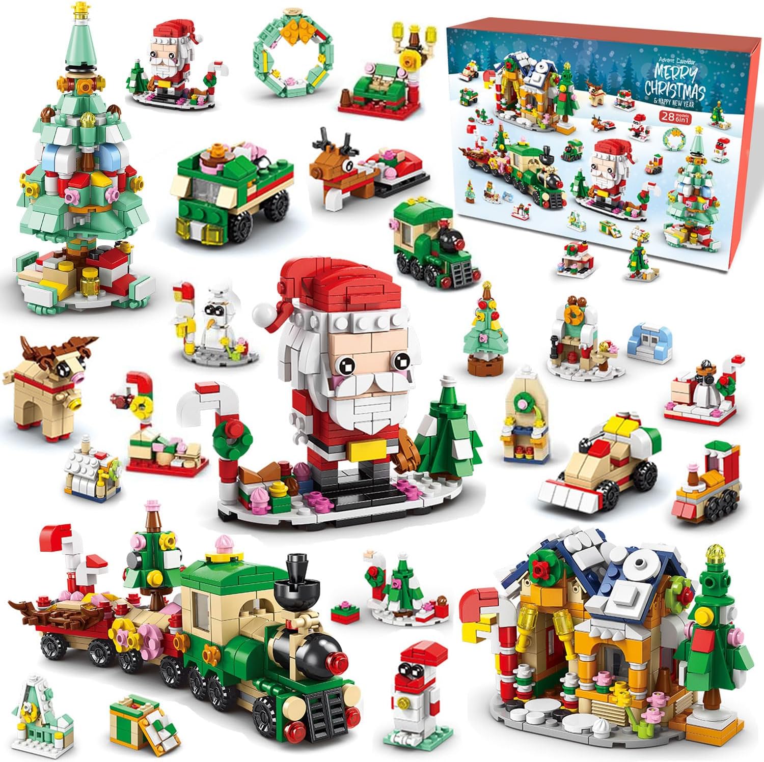 Advent Calendar 2023 Christmas and Santa Building Kit, with 24 Collectable Surprises for