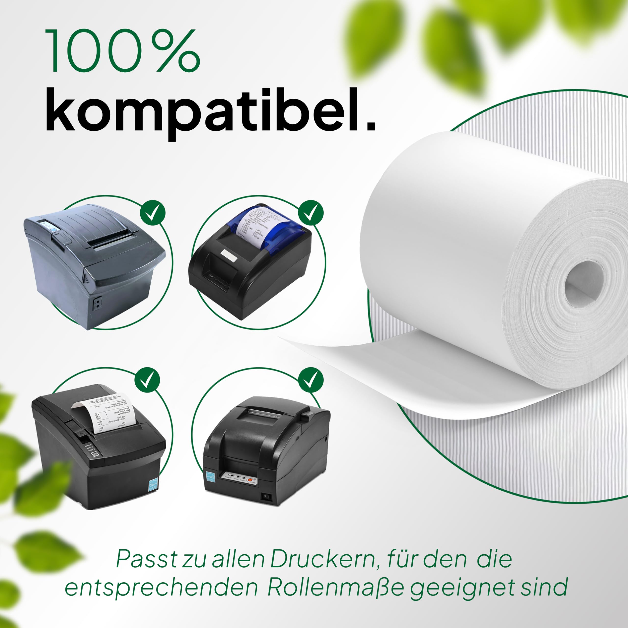 coreless - 50 Thermorollen 58mm x 65mm x 12mm ohne Plastikkern - Rolle aus Thermopapier