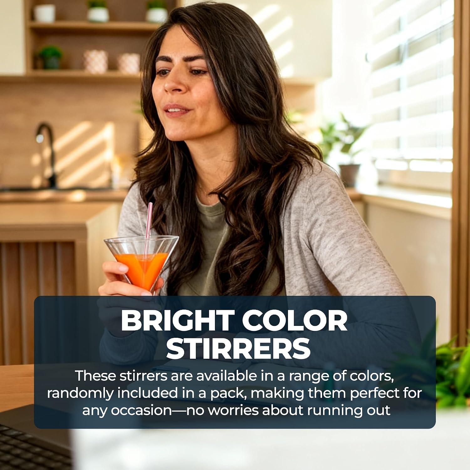 1000 Coffee Stirrers Stir Sticks - 5" Cocktail Straws Drink Stirrer - Striped Assorted Colors Swizzle Barware Whiskey Short Plastic Disposable Stirring Straw, Cocktails Coffee Bar Accessories Supplies