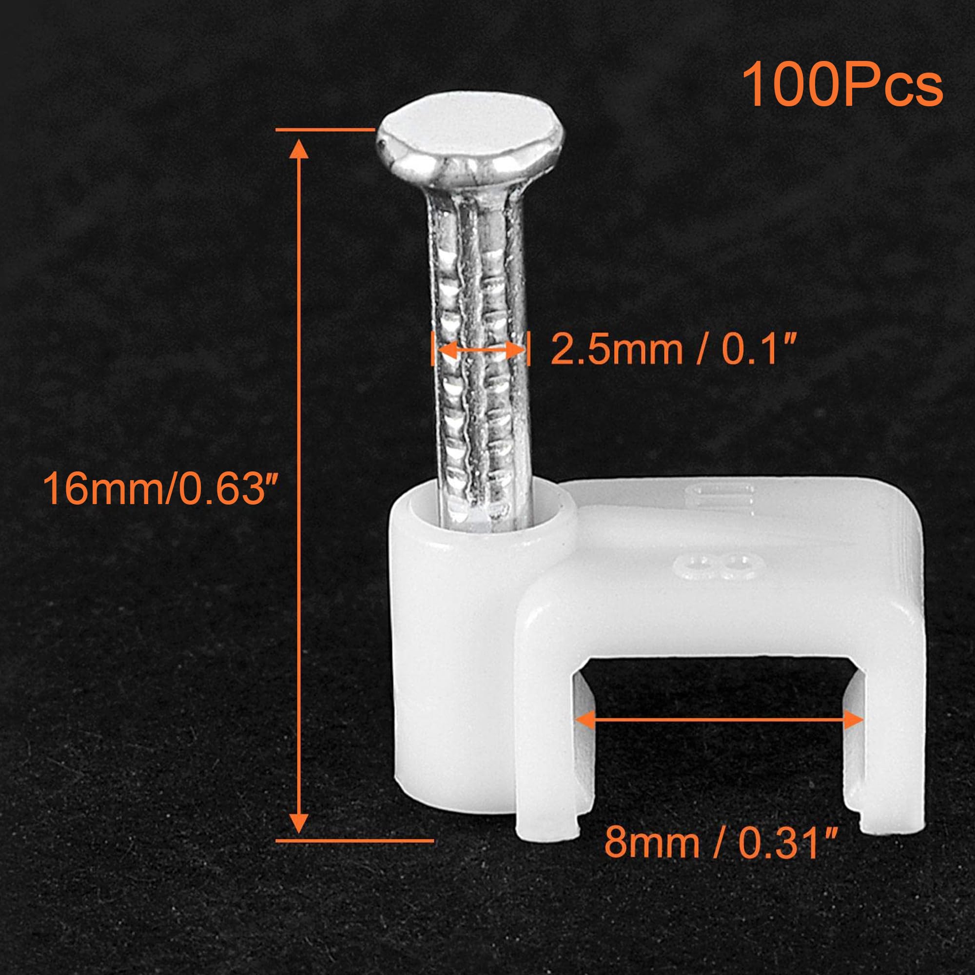 TA-VIGOR 100Pcs Round Cable Clips, 8mm Electrical Cable Wall Clip - Image 2