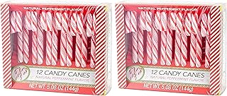 Peppermint Candy Canes – 24 Count (Two 12-Count Boxes, 10.16 oz) – Classic Holiday Peppermint Flavor – Individually Wrapped Christmas Candy Canes for Stockings, Gifts & Decorations