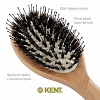 Vista 5 de Kent LPF1 Pure Flow - Cepillo de pelo con ventilación ovalada, certificado FSC, cepillo de madera de haya relleno con cerdas naturales de jabalí