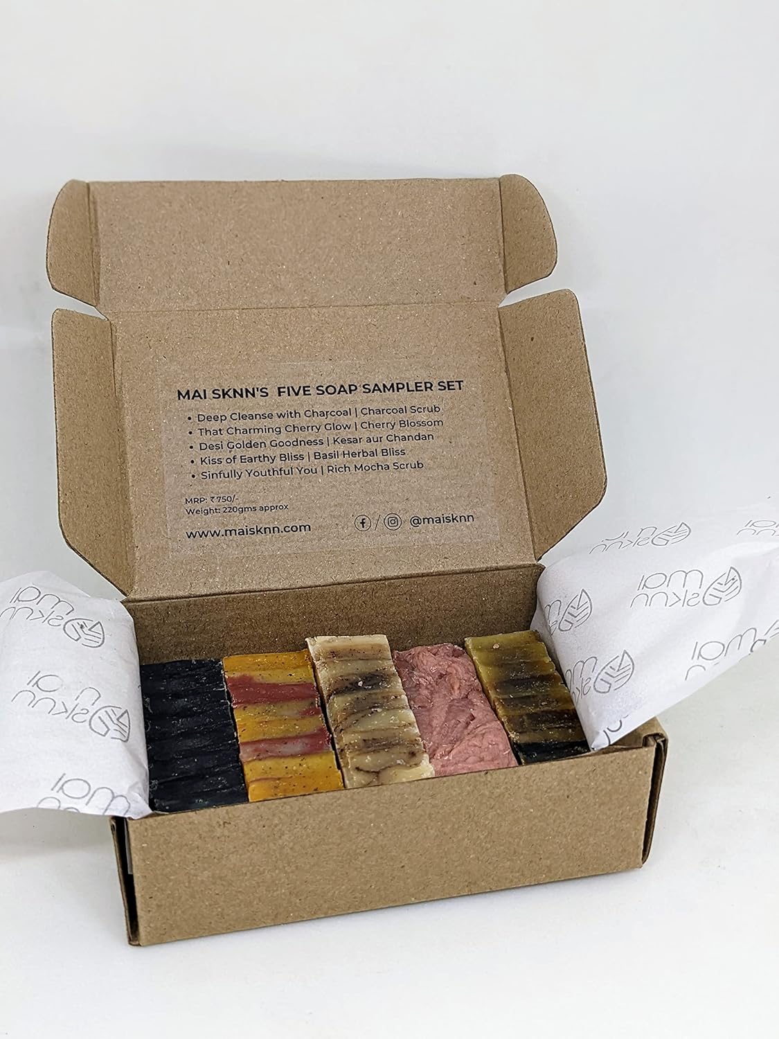Buy MAI SKNN Vegan Soap Bars (Pack of 5, 40 gm each) 5 Assorted