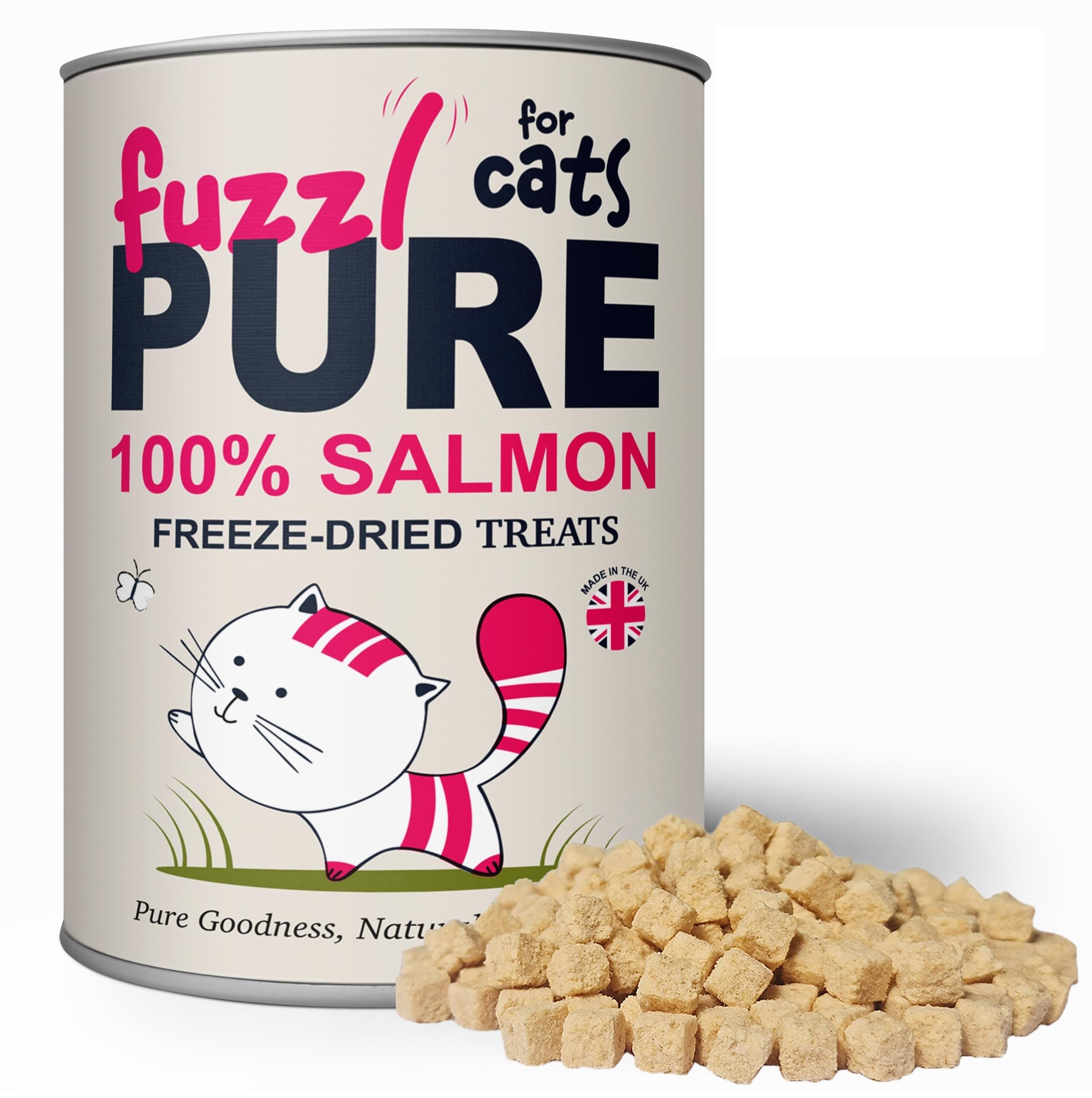 Fuzzl Pure Freeze Dried Scottish Salmon Cat Treats – 150g | Made in UK | Premium Single Protein | Natural Food Topper & Training Treats for Cats | Omega-Rich High Protein Healthy Snacks — image 1