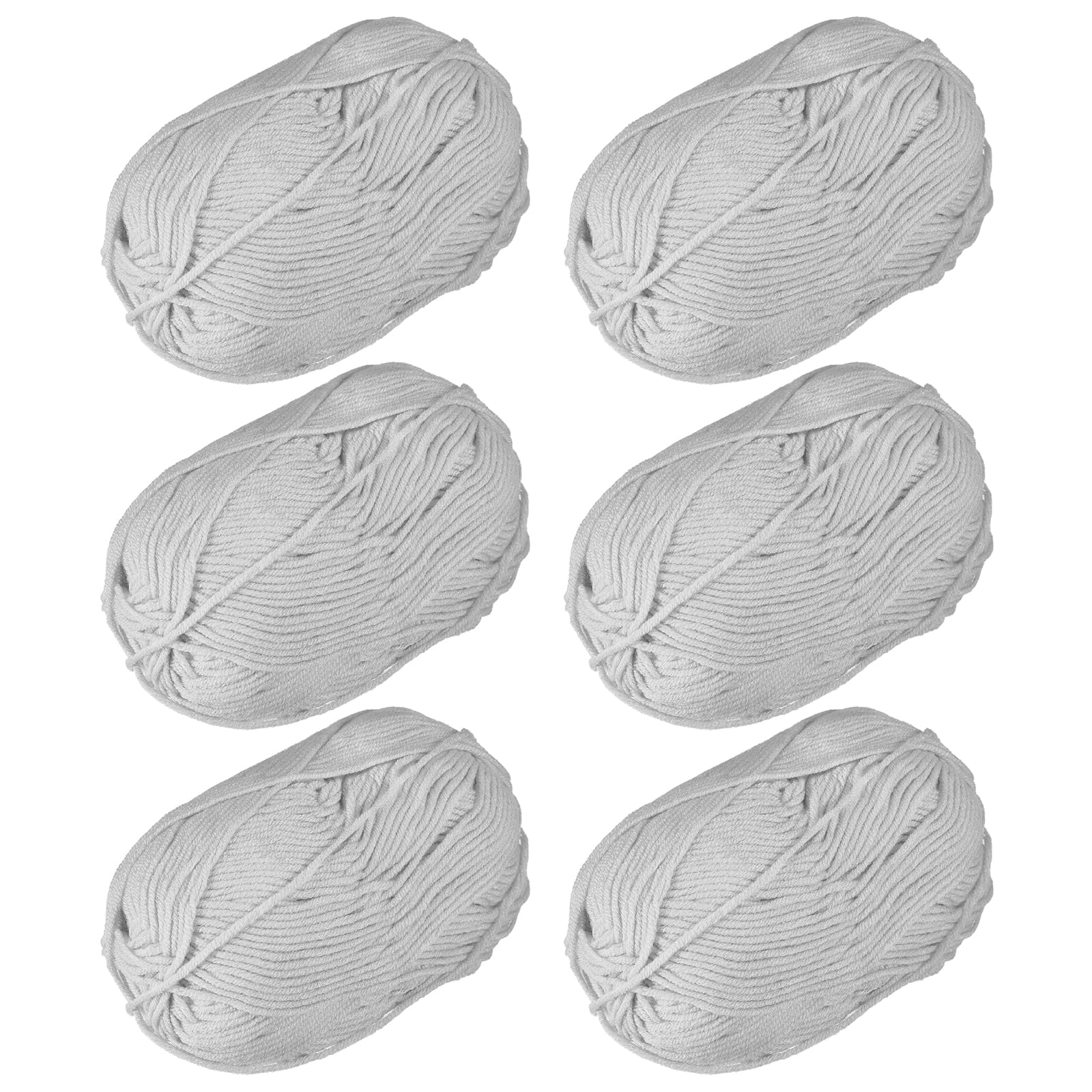 uxcell Acrylic Yarn Skeins, 300g/10.58oz (6 Pack of 50g) Soft Crochet Yarns for Knitting and Crocheting Craft Project Grey
