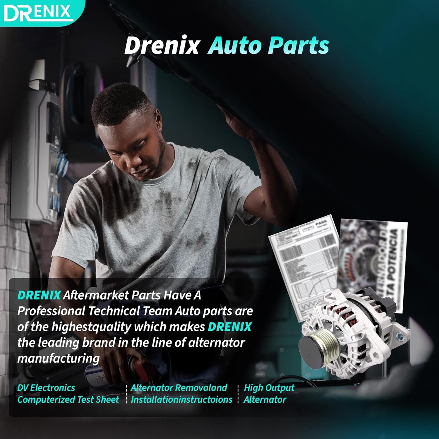Upgraded High Output Alternator for-Hyundai Sonata 2014 Santa Fe 2013-2016 for-Kia Optima 2014-2015 Sorento 2012-2014 150Amp 12V CW 6-Groove Pulley 37300-2G800