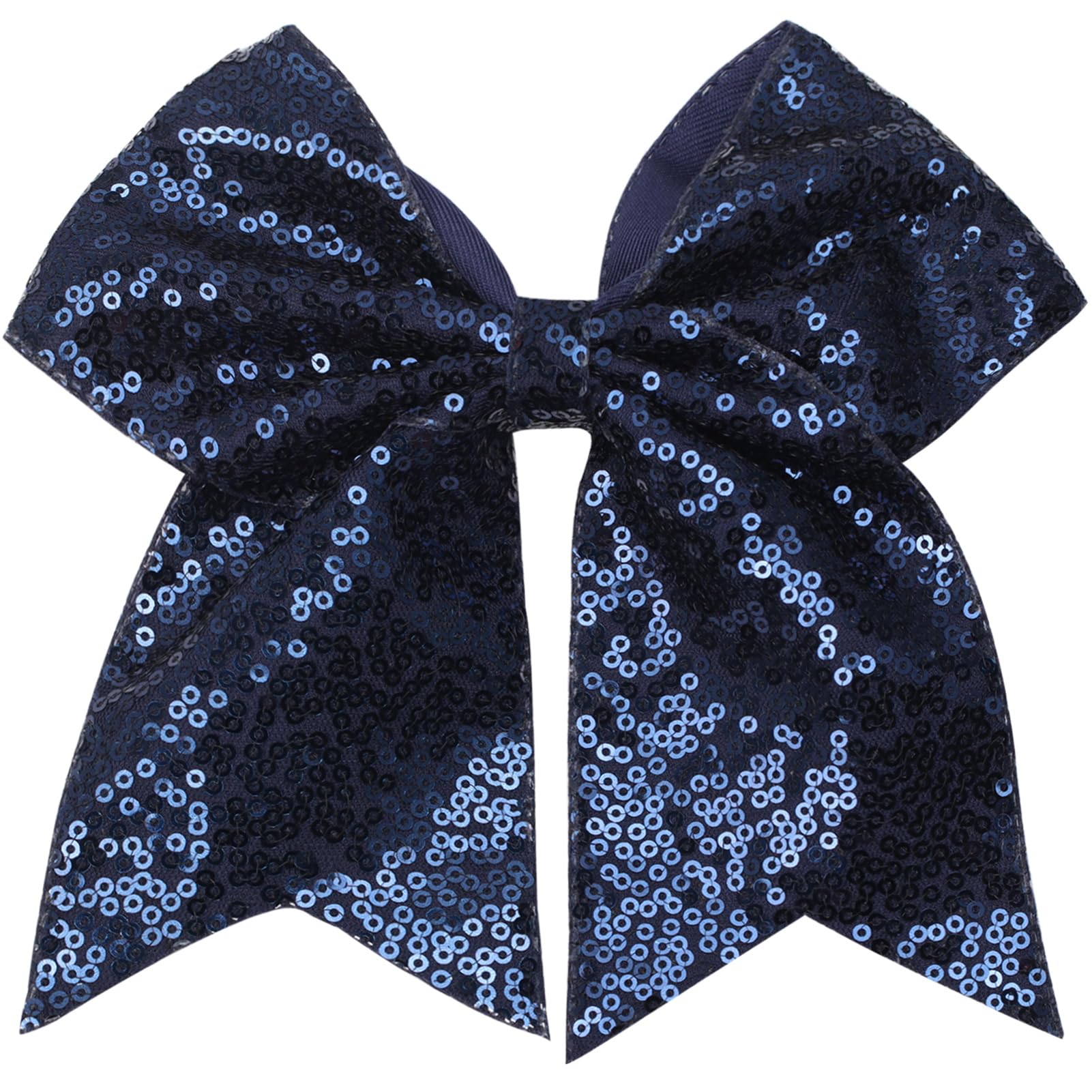 Photo 1 of ZOLYCO Large Glitter Cheer Bows Clips, Jumbo Big 7 Inch Cheerleading Sequin Hair Bow Hair Accessories for Teens Girls Football Sports Cheerleader Outfit Uniform (Navy Blue)