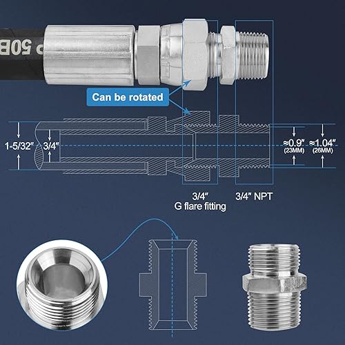 Miniatura 3 de Manguera de puente de compresor universal de 36 x 3/4 pulgadas, manguera de aire NPT 3/4 para sistema de tuberías de aire comprimido, manguera de